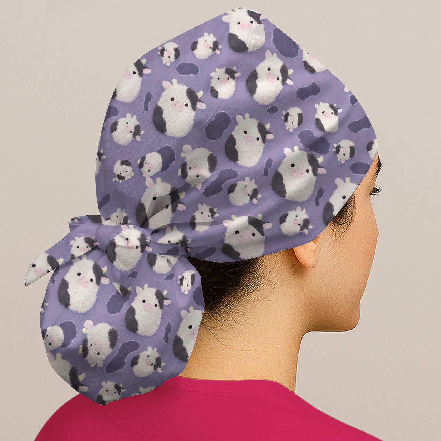 Cute Cartoon Pig Pattern Caps, Bouffant Scrub Caps for Women
