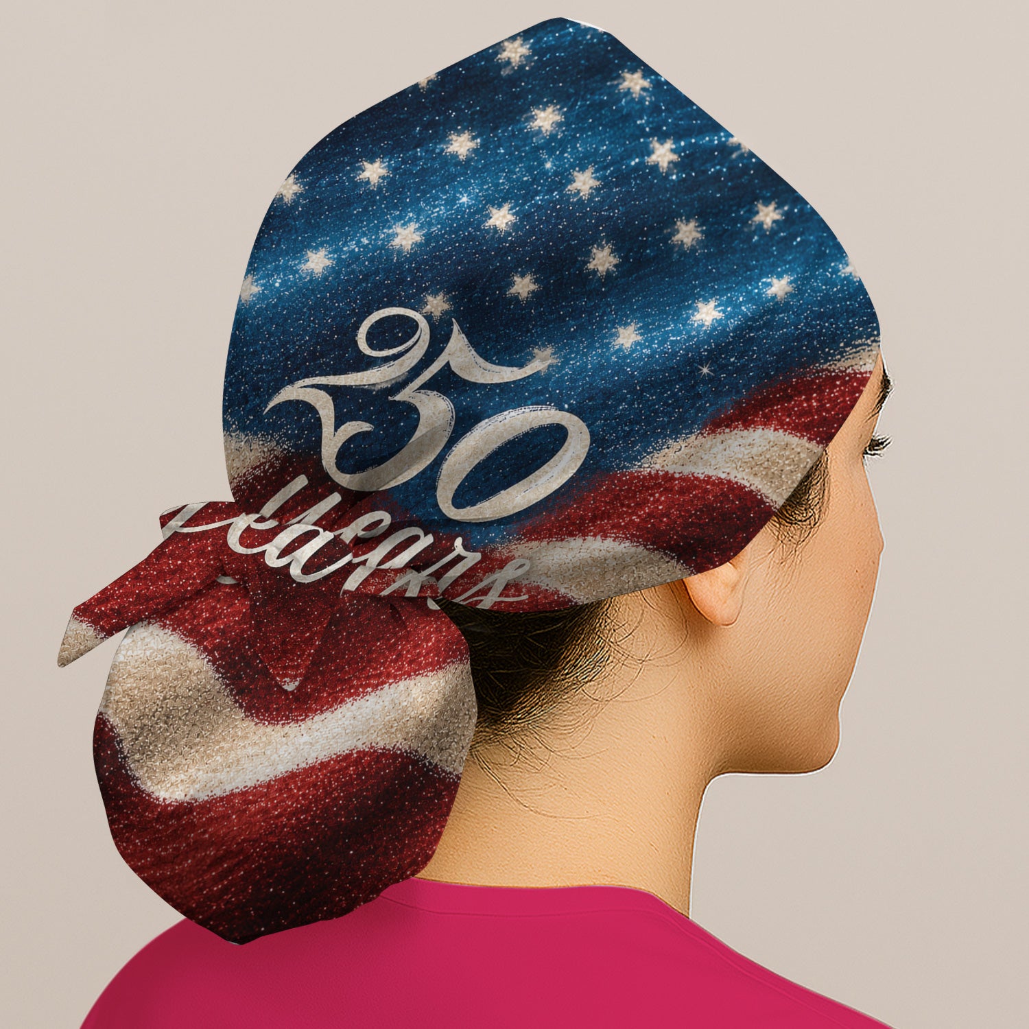Festive American Flag 250 Years Pattern Scrub Cap, Surgical Caps for Doctors