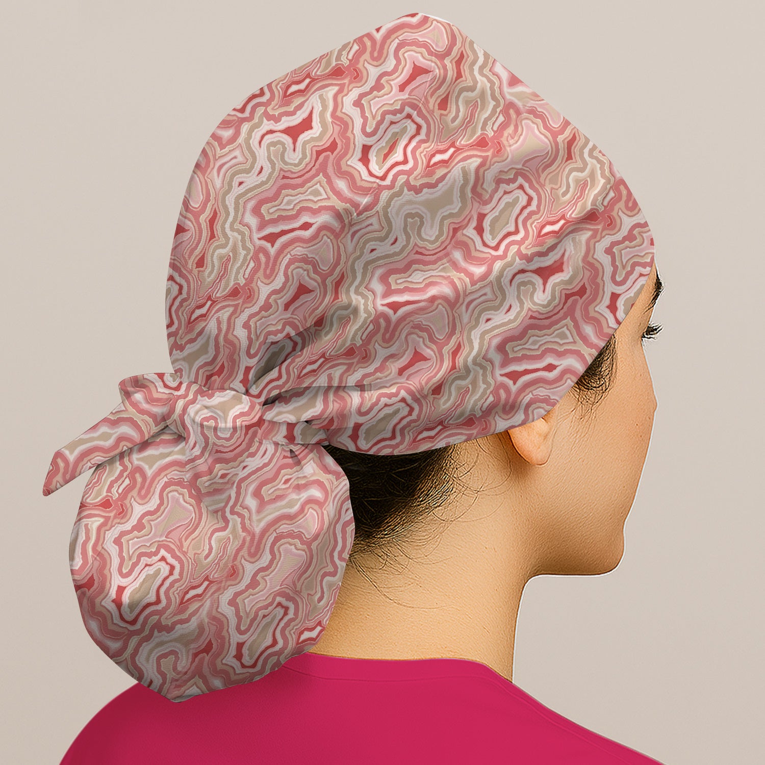 Pink Marble Swirl Abstract Pattern Scrub Cap, Surgical Caps for Doctors
