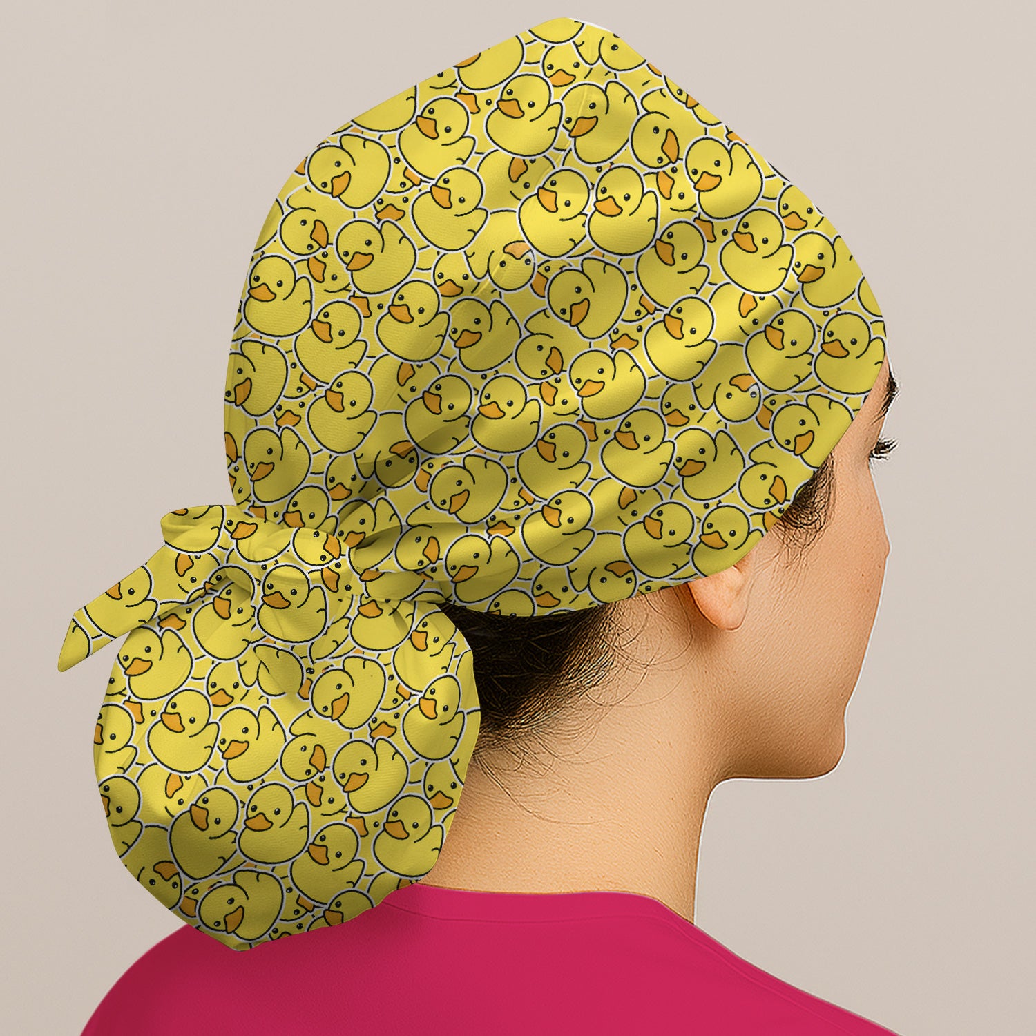Yellow Rubber Duck Pattern Scrub Cap, Surgical Caps for Doctors