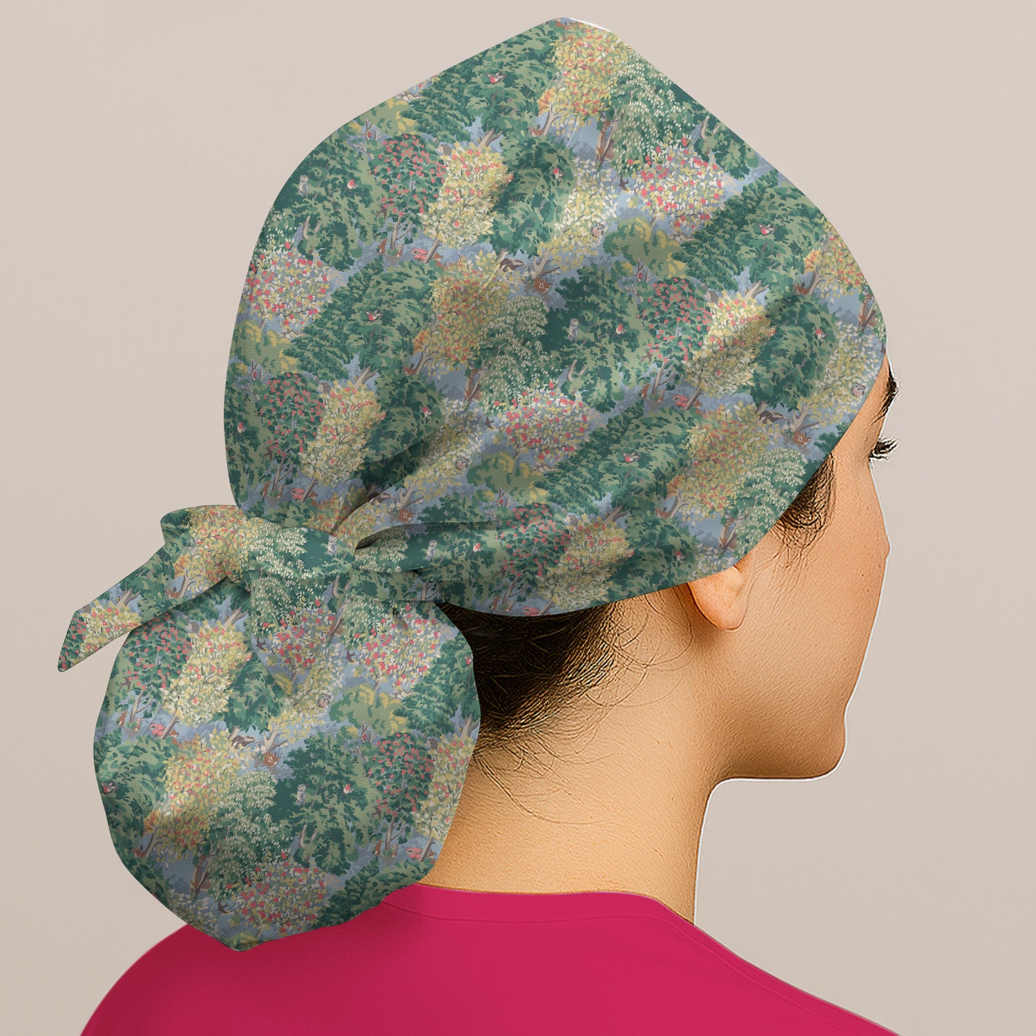 Forest Landscape Pattern Scrub Cap, Breathable Fabrics Caps Uniform