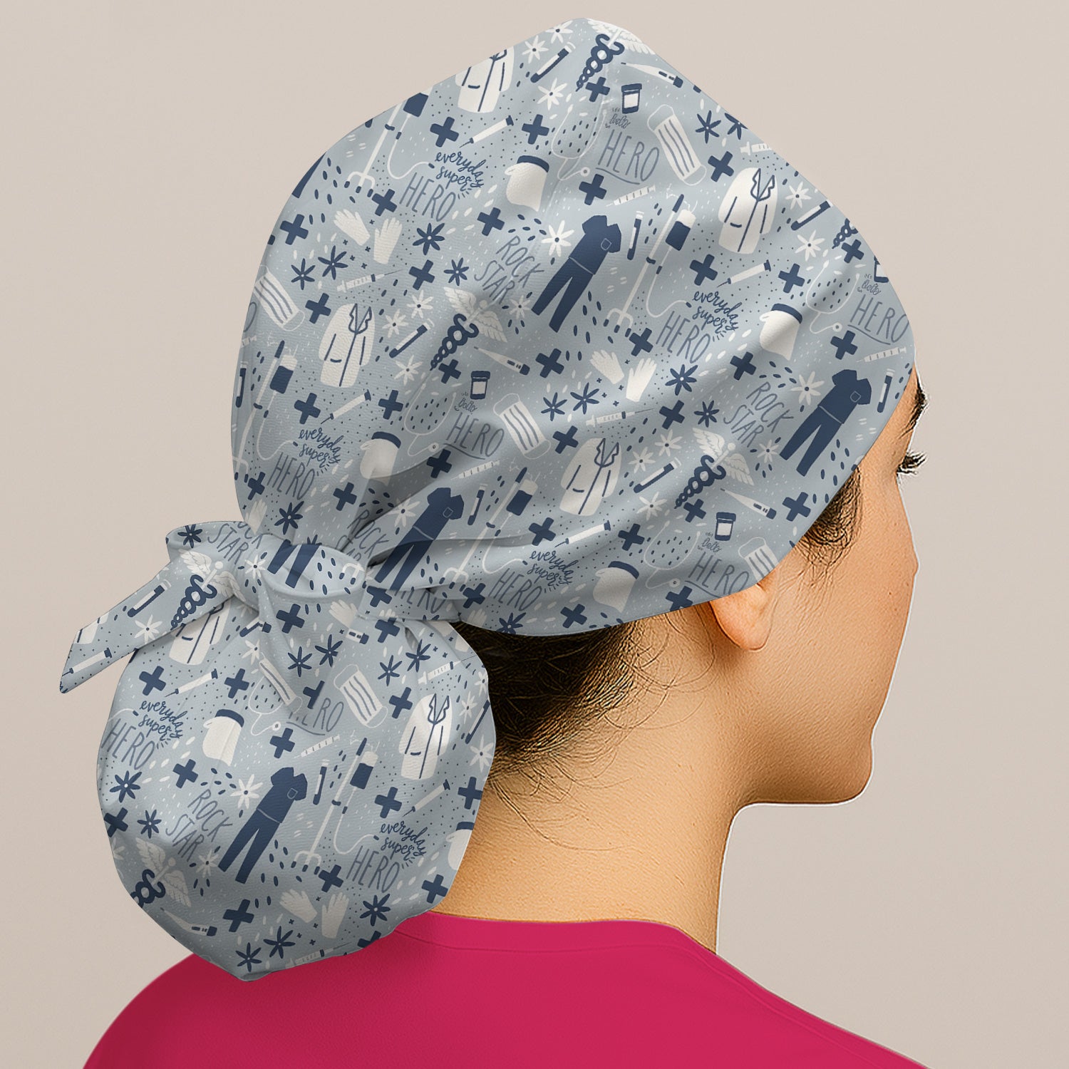 Inspirational Healthcare Hero Medical Tools Nurse Pattern Scrub Cap, Surgical Caps for Doctors