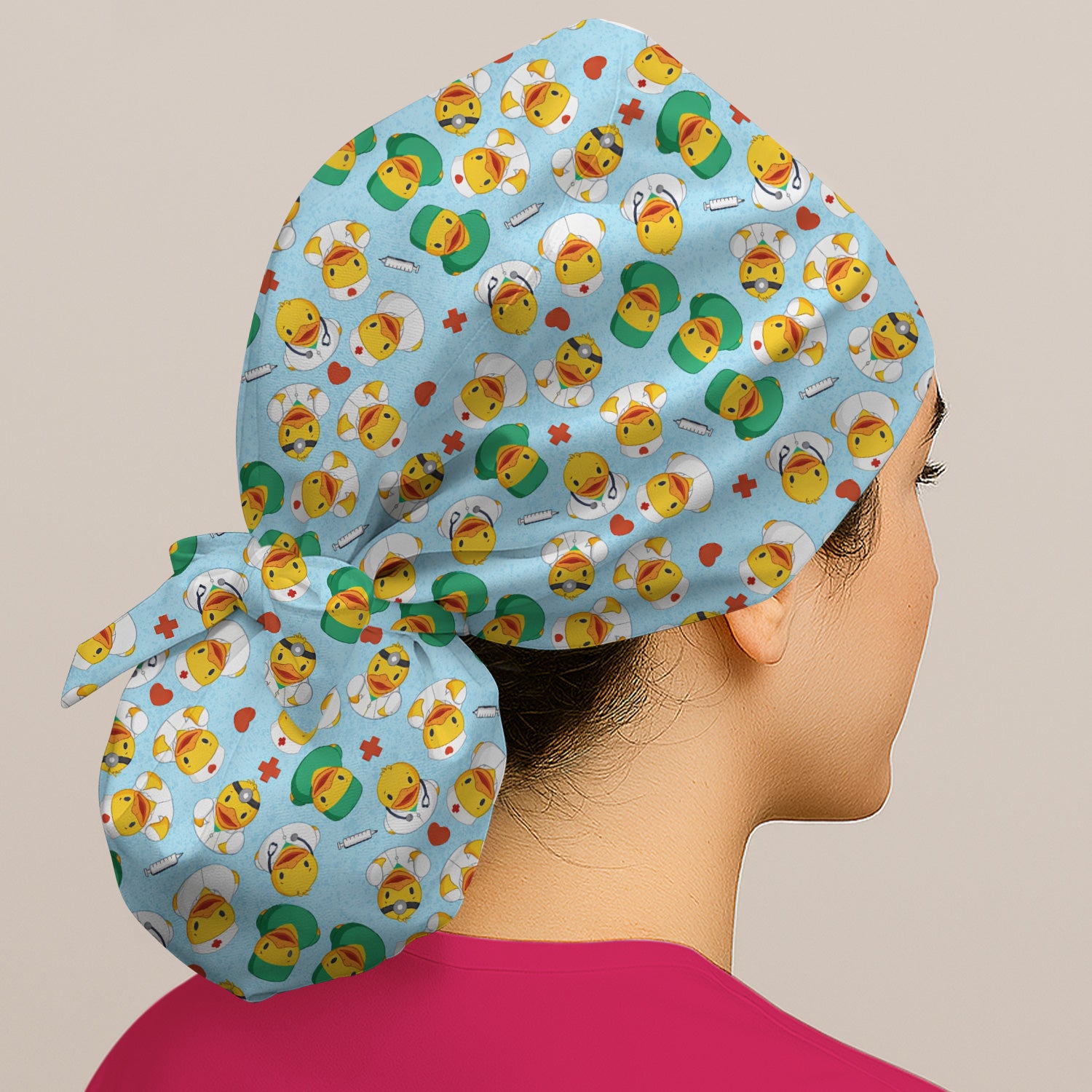 Duck Doctor Cartoon Pattern Scrub Cap, Surgical Caps for Doctors