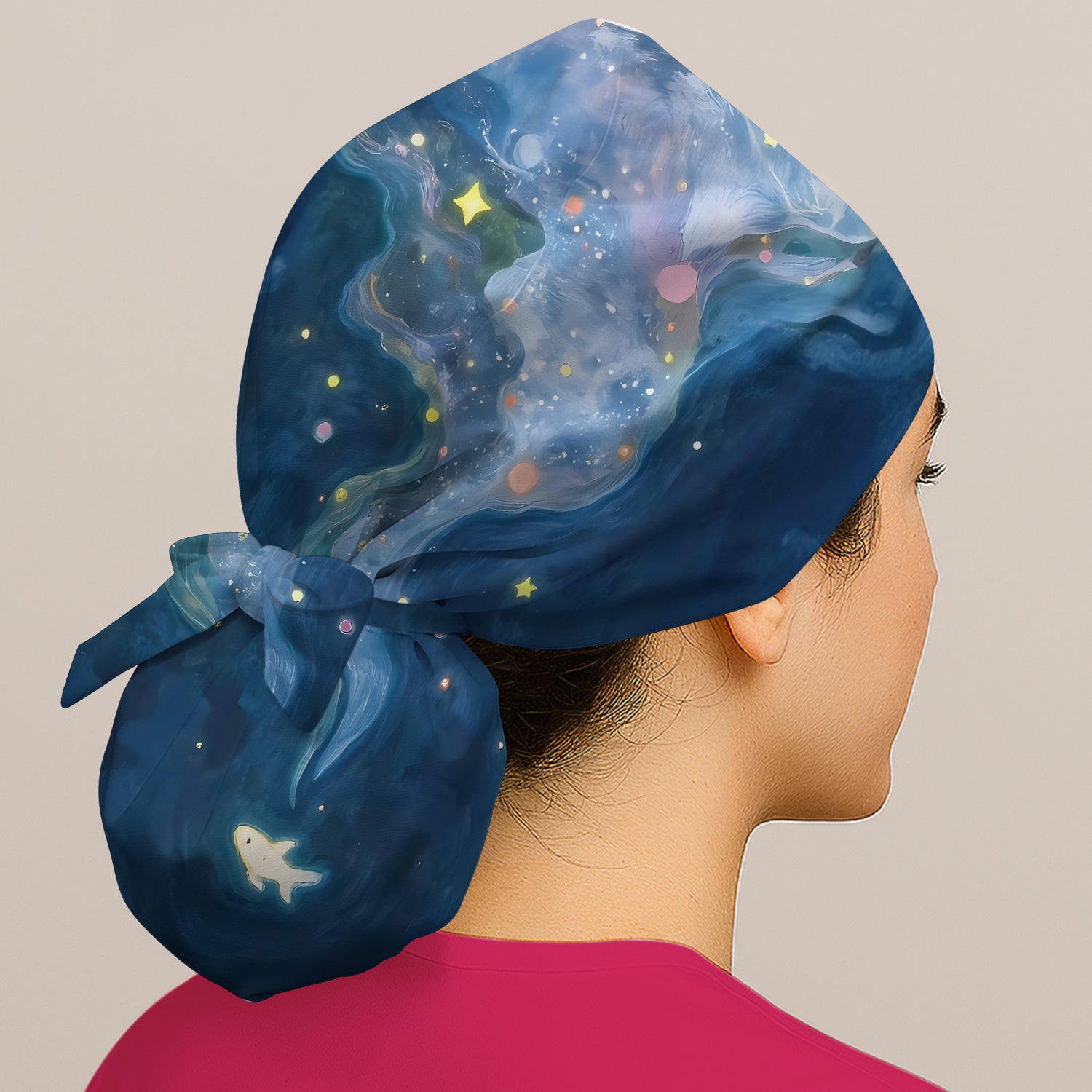 Marine Life Shark Pattern Surgical Cap, Breathable Fabrics Caps Uniform