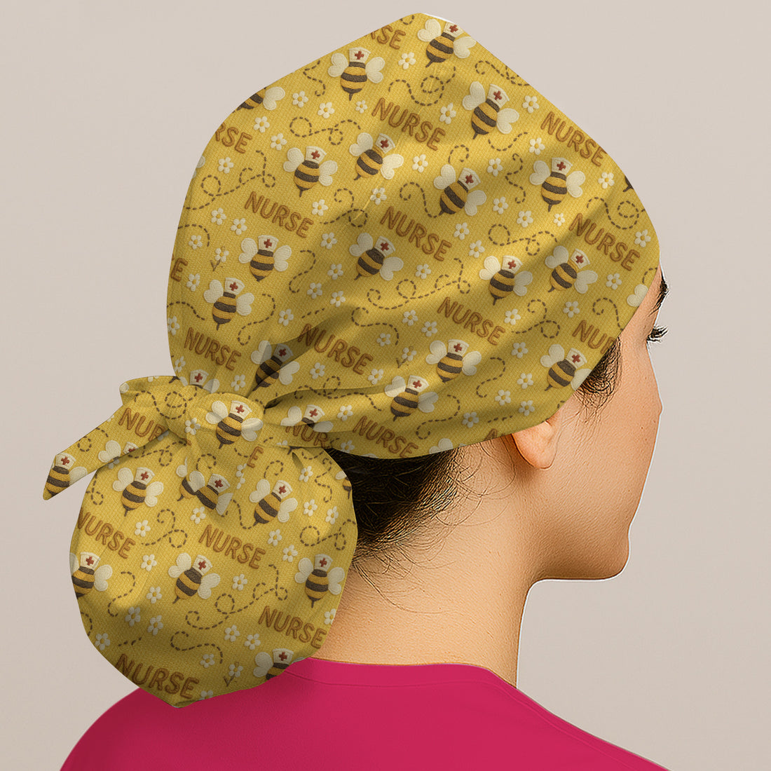 Honey Bee Nurse Scrub Cap – Cute Bumblebee Medical Pattern – Cheerful Uniform for Nurses, Vets and Healthcare Workers