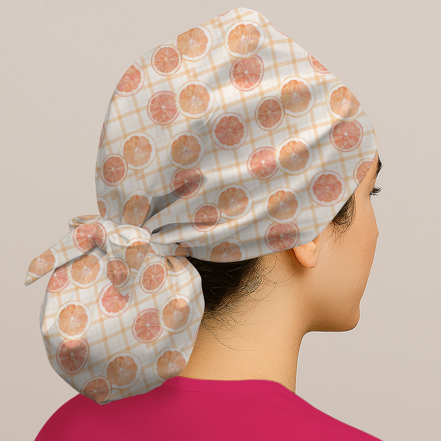 Fresh Grapefruit Slice Summer Fruit Pattern Caps, Bouffant Scrub Caps for Women
