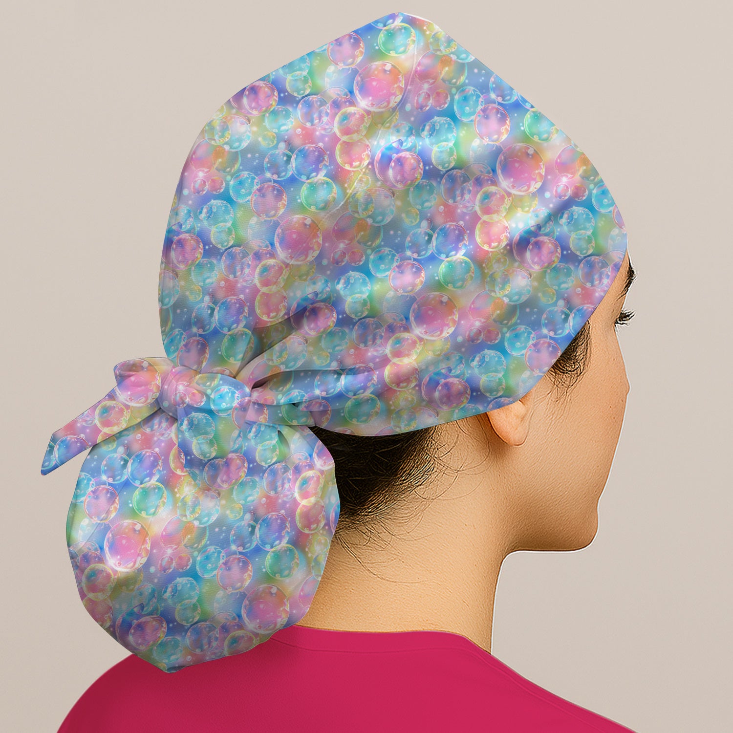Colorful Floating Soap Bubble Pattern Scrub Cap, Surgical Caps for Doctors