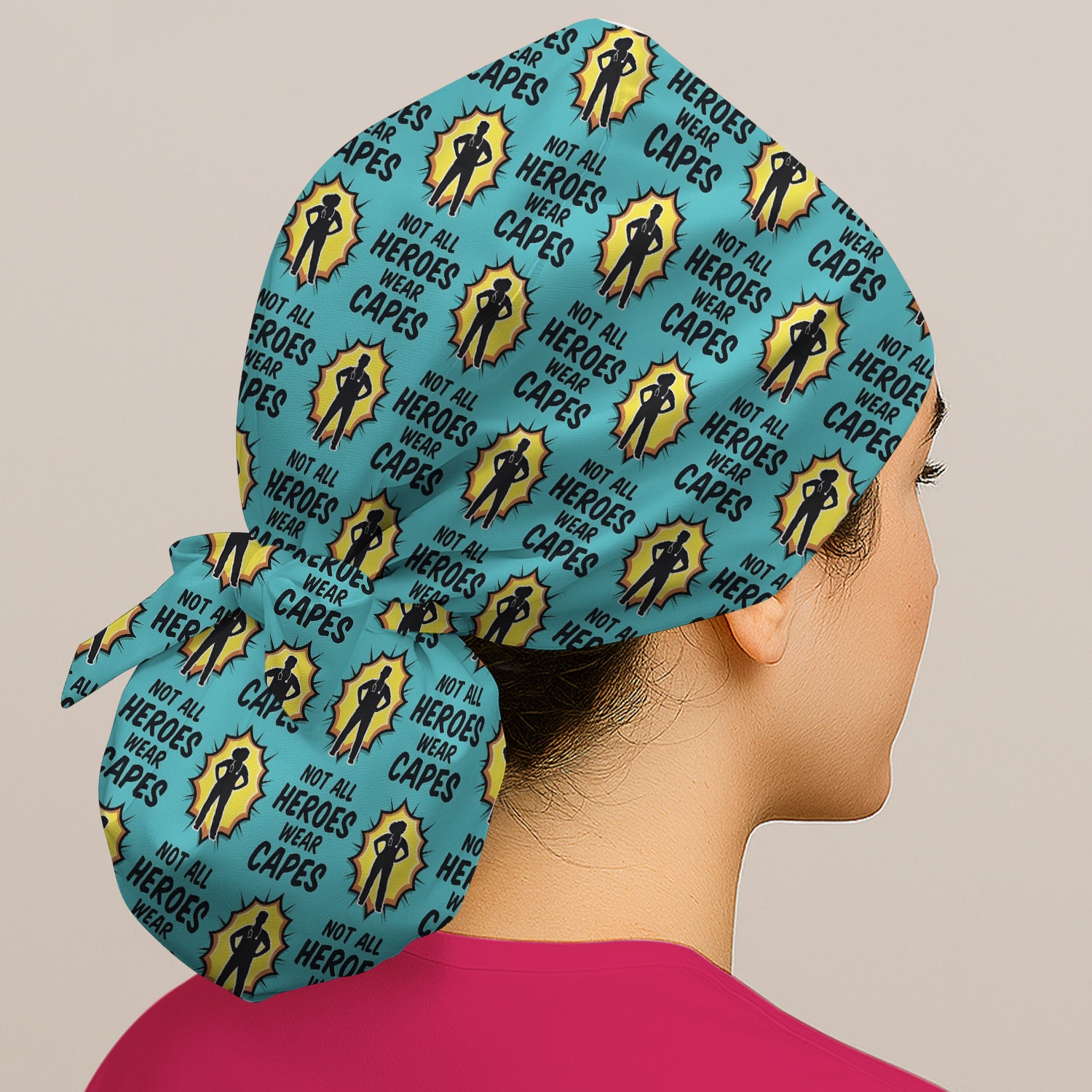 Not All Heroes Wear Capes Nurse Pattern Scrub Cap, Surgical Caps for Doctors
