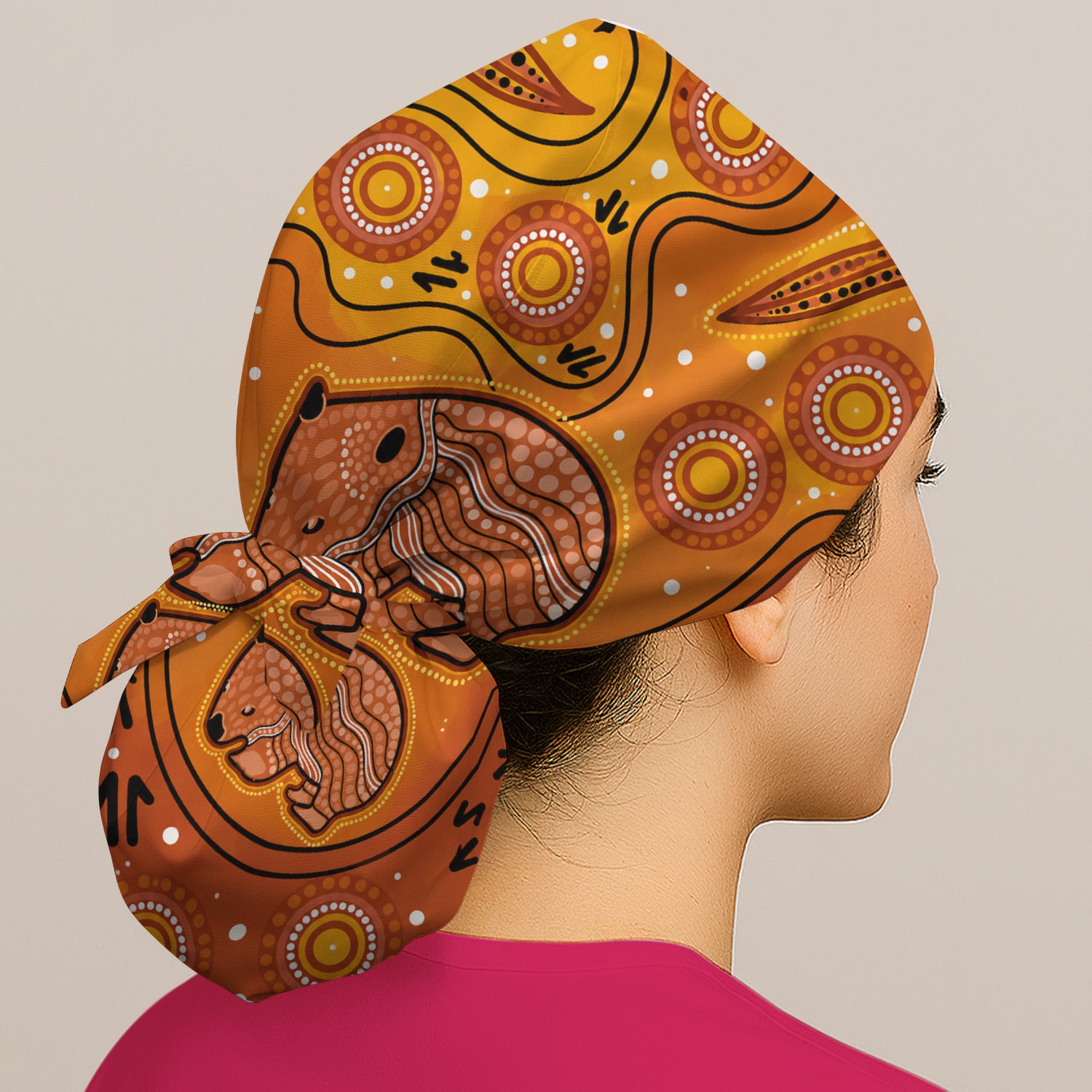 Australian Aboriginal Wombat Family Art Pattern Scrub Cap, Surgical Caps for Doctors