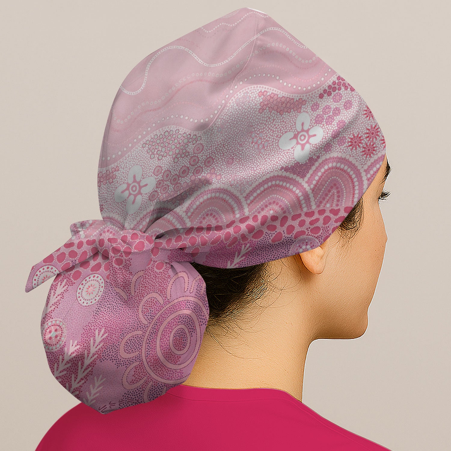 Floral Mandala Dot Pattern Cap, Surgical Caps for Doctors