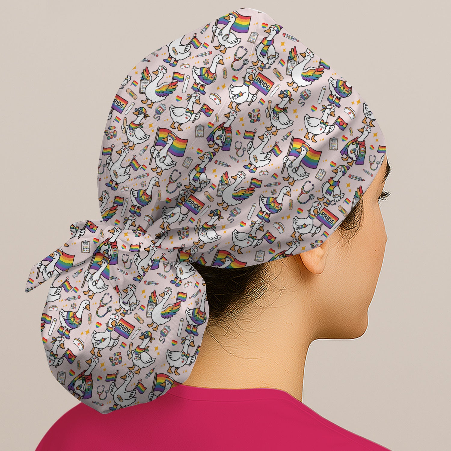 LGBT Pride Nurse Duck Pattern Scrub Cap, Surgical Caps for Doctors