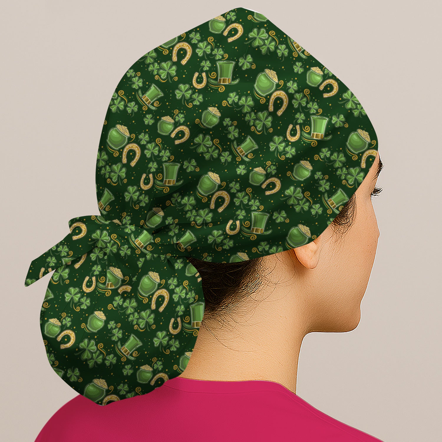 St. Patrick Shamrock Pattern Cap, Breathable Fabrics Caps Uniform