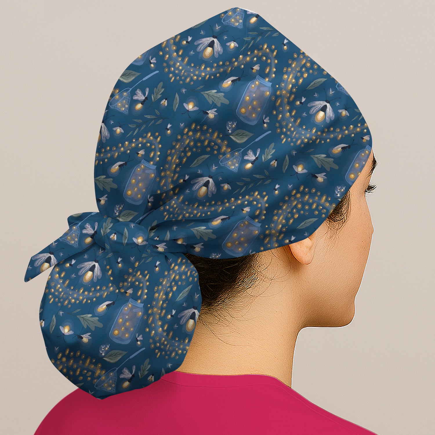 Cute Nurse Firefly Pattern Scrub Cap, Breathable Fabrics Caps Uniform