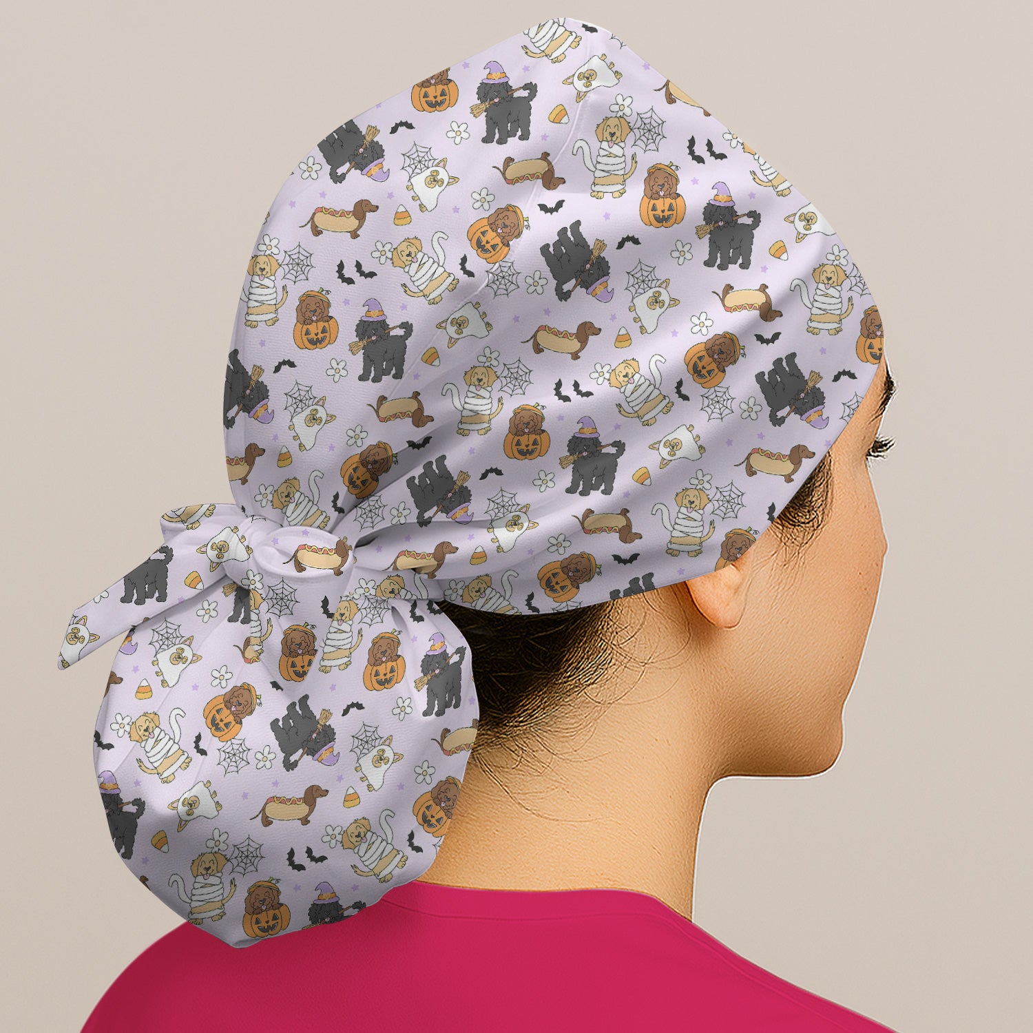 Cute Halloween Costumed Pets Scrub Cap, Surgical Caps for Doctors