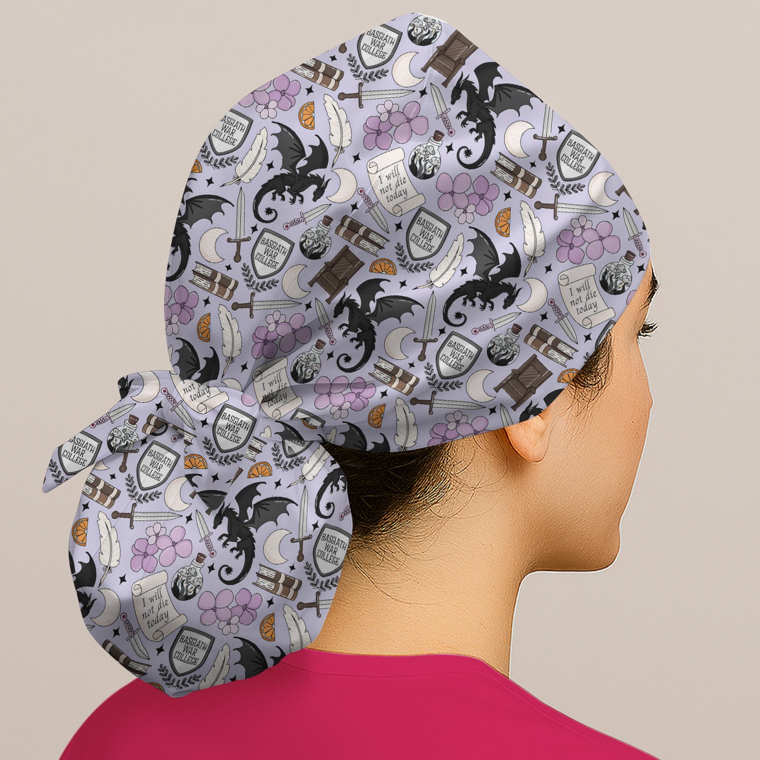 Spooky Gothic Fantasy Dragon Pattern Scrub Cap, Surgical Caps for Doctors