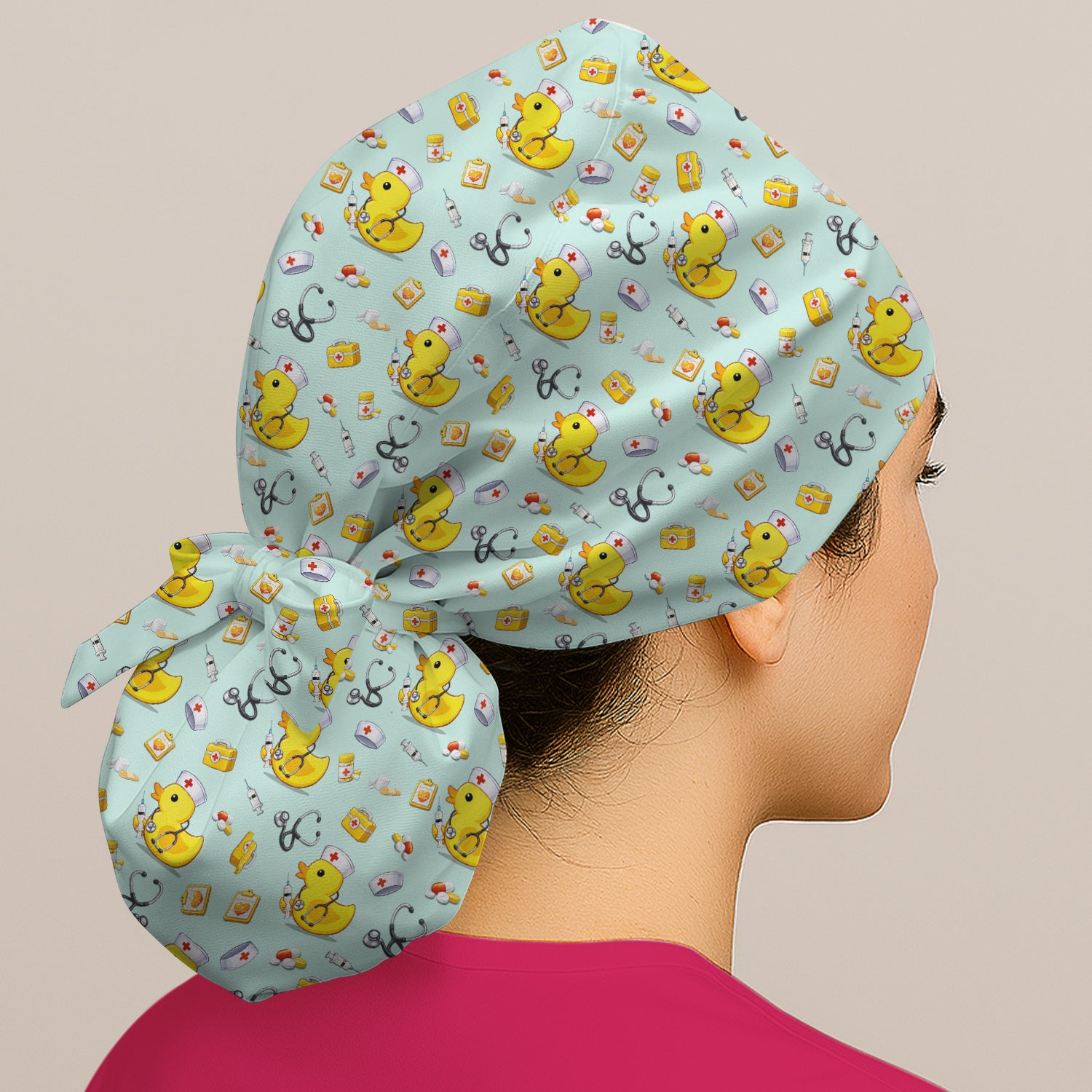 Playful Medical Duck Print Scrub Cap, Surgical Caps for Doctors