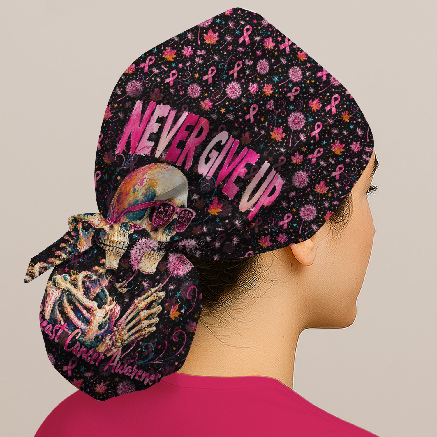 Meaningful Breast Cancer Awareness Skeleton Scrub Cap, Surgical Caps for Doctors