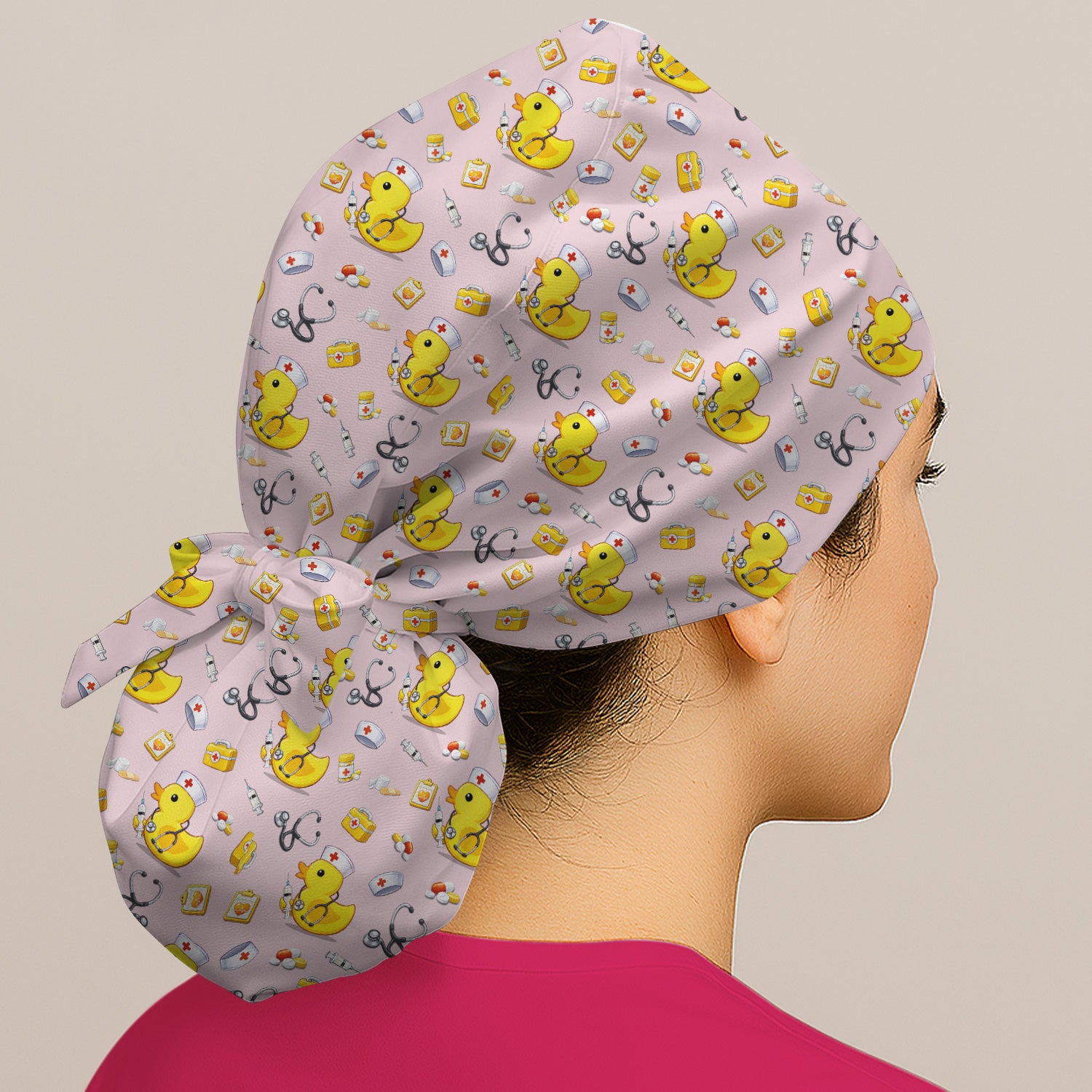 Playful Medical Duck Print Scrub Cap, Surgical Caps for Doctors
