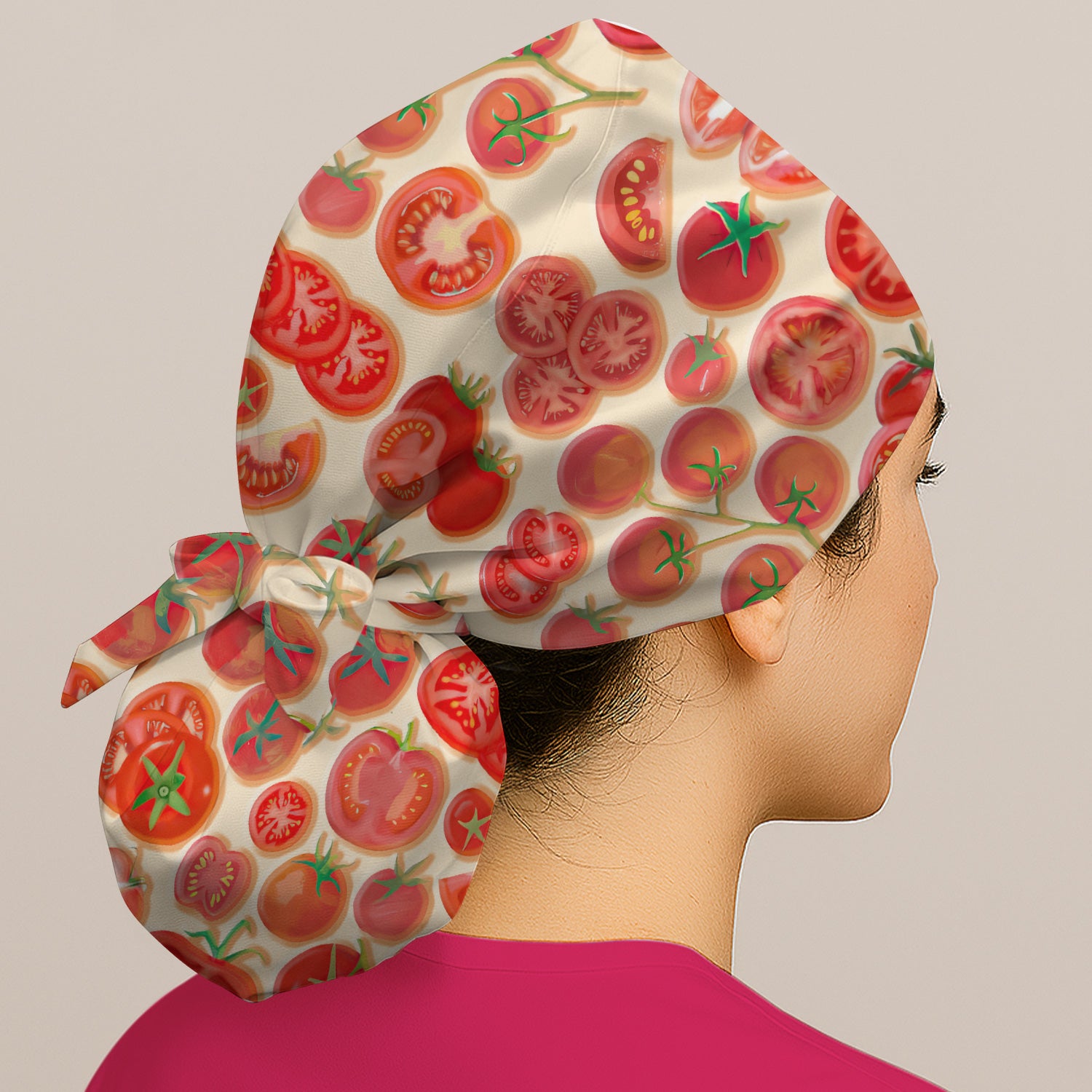 Fresh Tomato Slices Cherry Tomato Pattern Caps, Bouffant Scrub Caps for Women