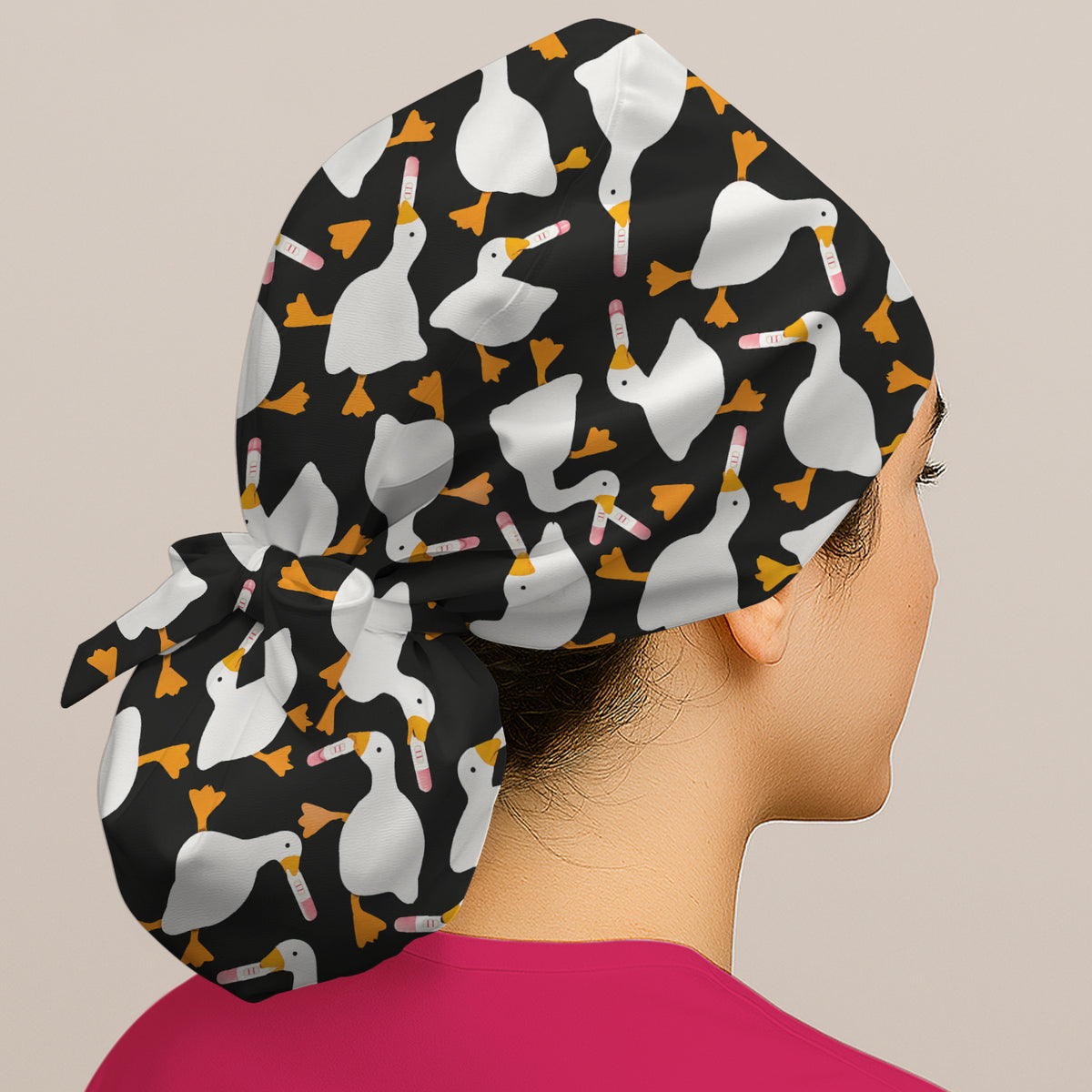 Funny Geese Holding Pregnancy Test Scrub Cap, Surgical Caps for Doctors