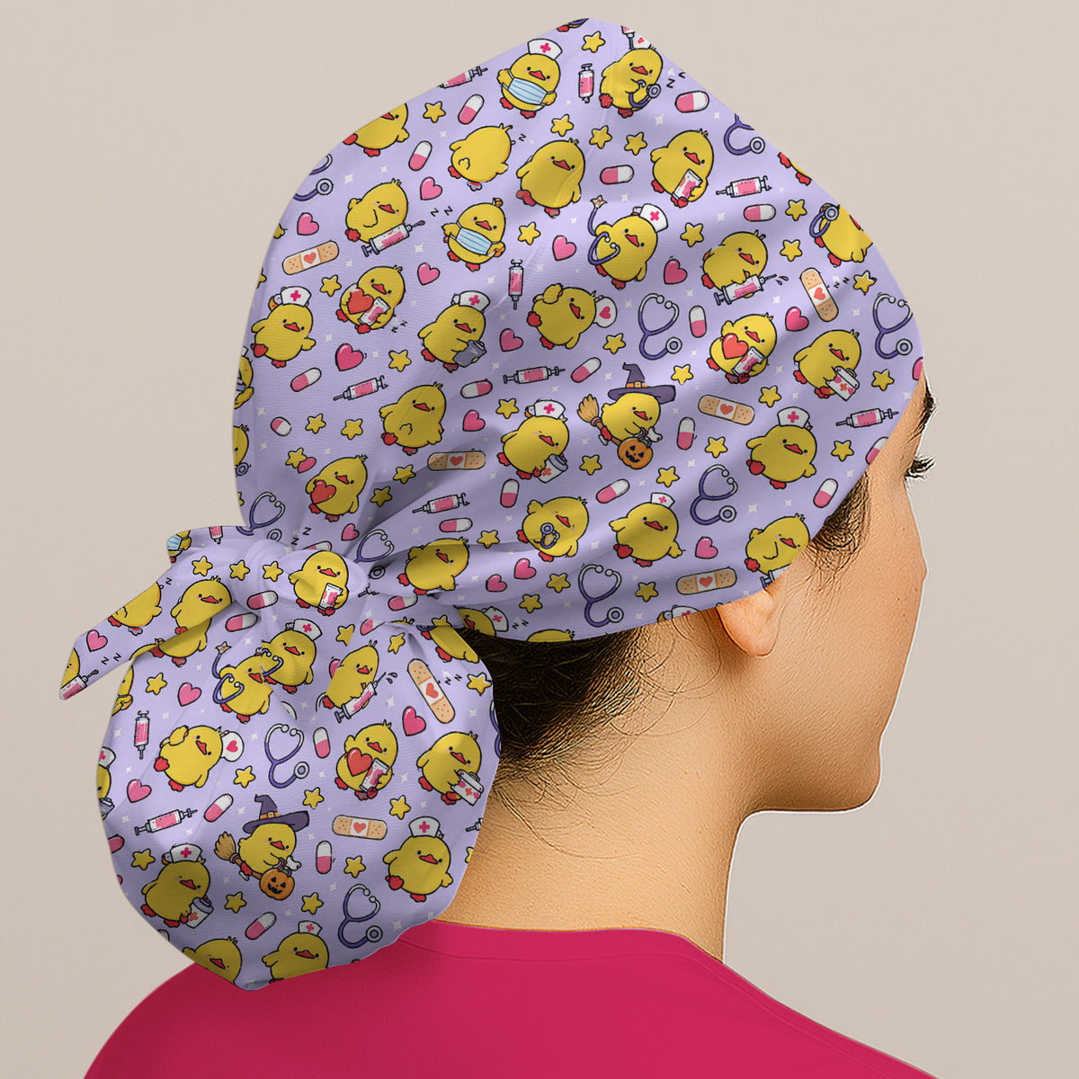 Cute Nurse Chicks And Medical Icons Scrub Cap, Surgical Caps for Nurses