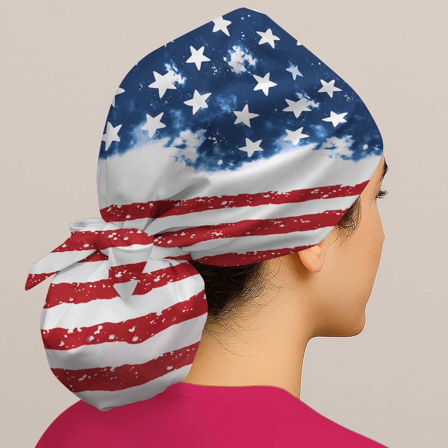 USA Stars And Stripes Pattern Scrub Cap, Surgical Caps for Doctors