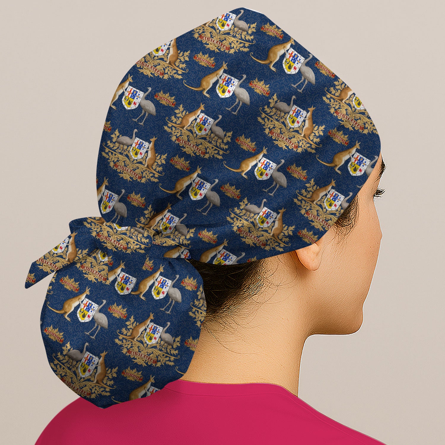 Australian Kangaroo Emu Coat of Arms Scrub Cap, Breathable Fabrics Caps Uniform