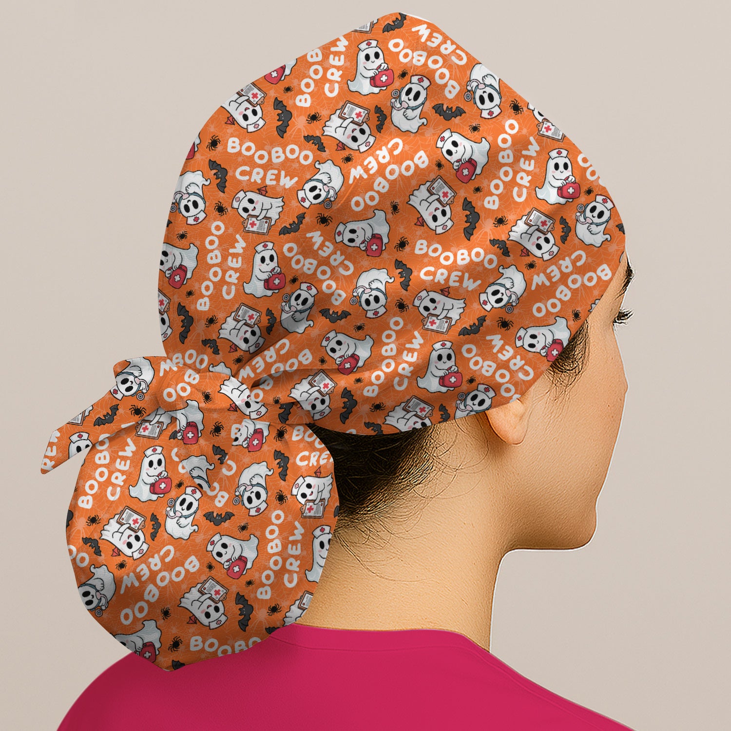Cute Halloween Boo Boo Crew Ghost Scrub Cap, Surgical Caps for Doctors