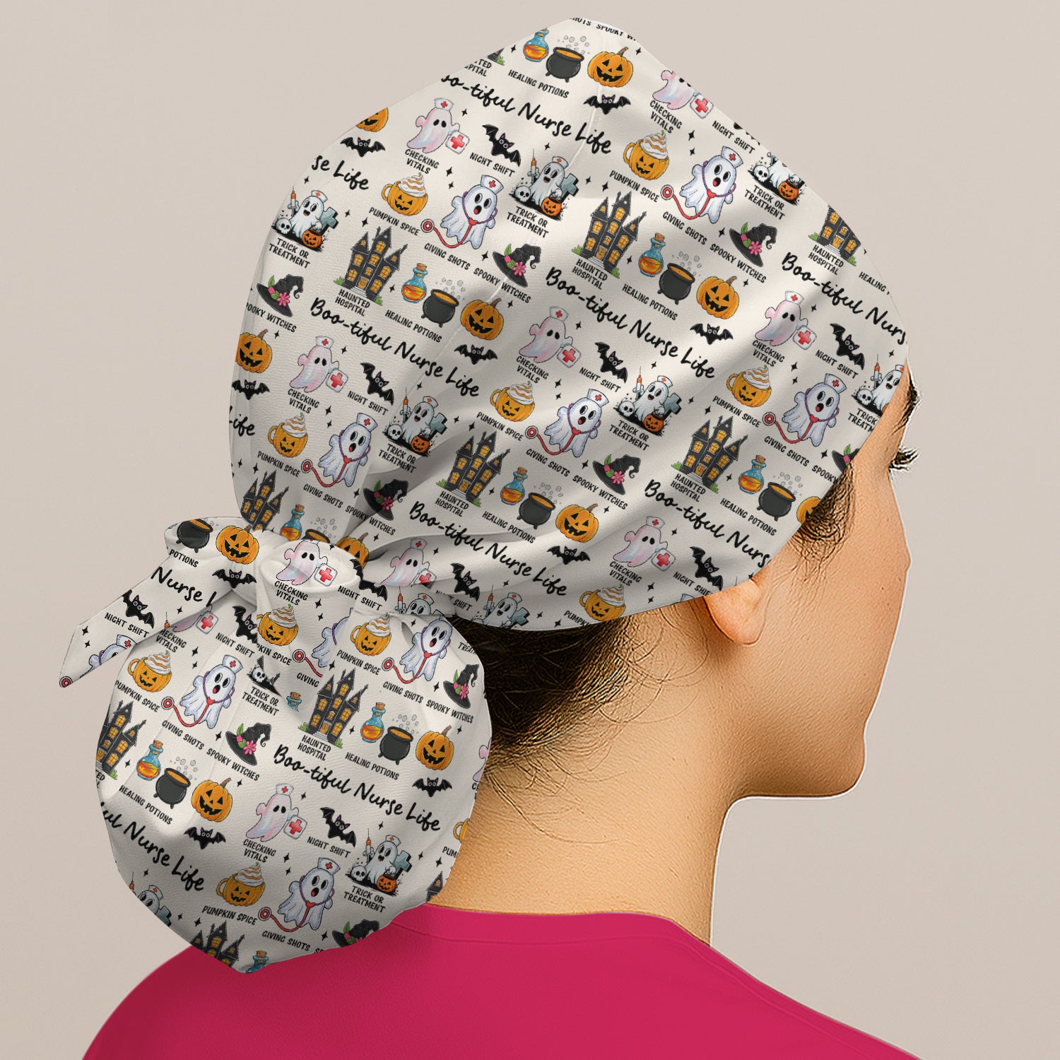 Spooky Halloween Boo-tiful Nurse Life Scrub Cap, Surgical Caps for Doctors