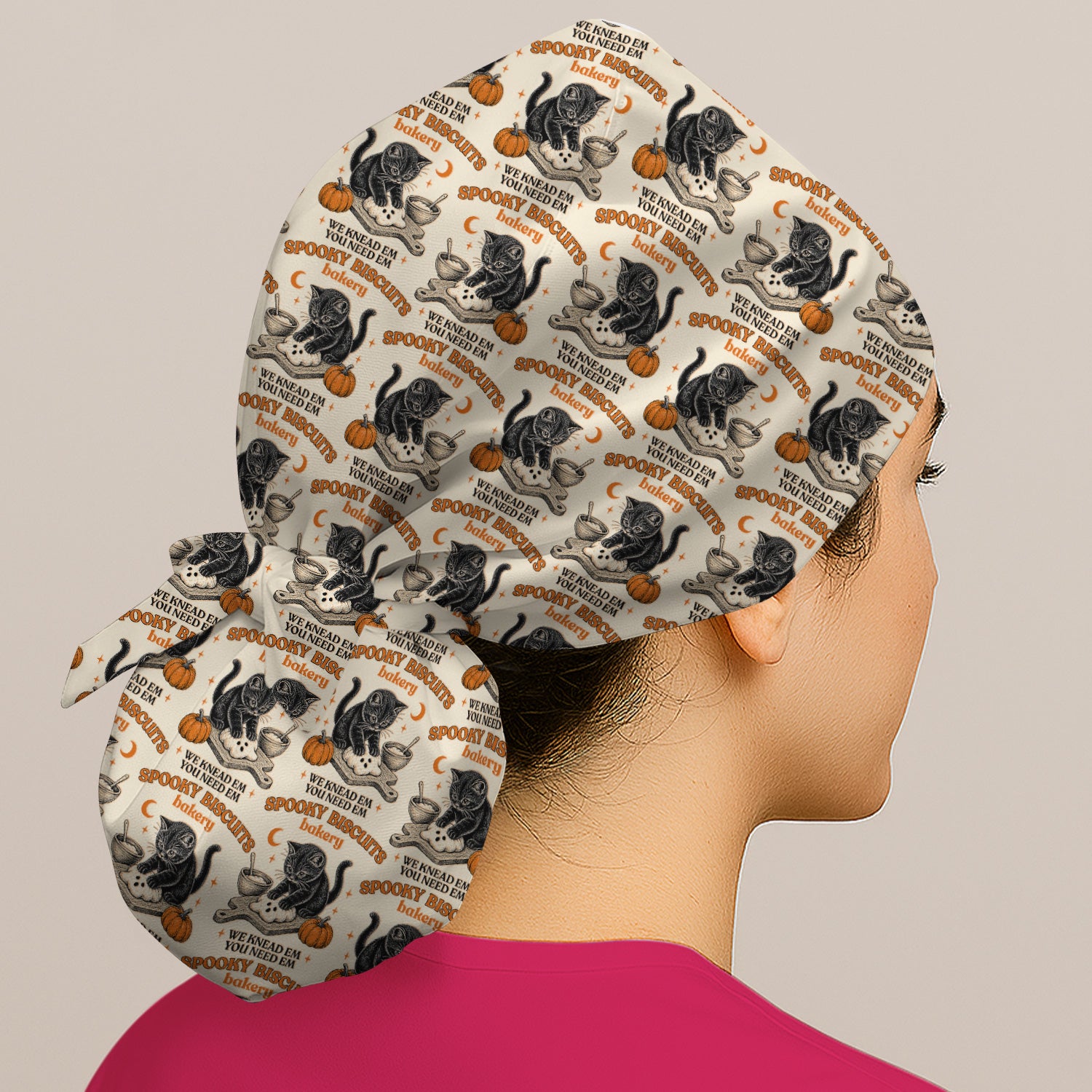 Funny Halloween Black Cat Scrub Cap, Surgical Caps for Doctors
