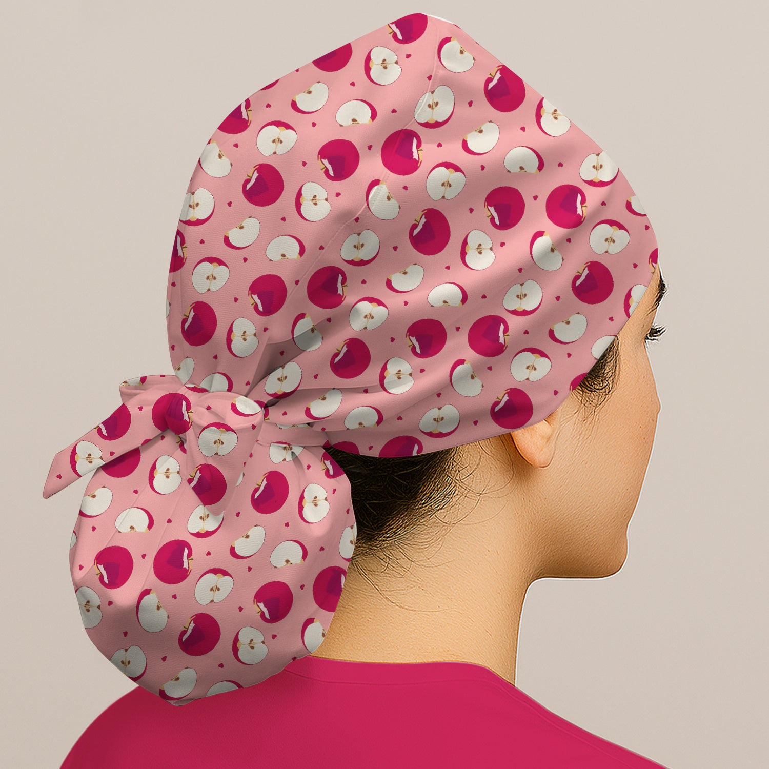 Cute Red Apple Fruit Pattern Caps, Breathable Fabrics Caps Uniform