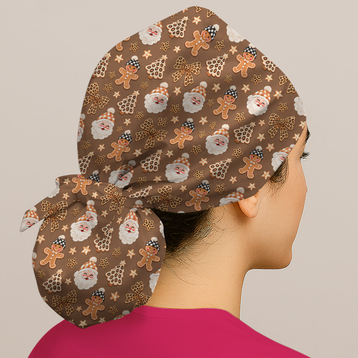 Funny Christmas Cat Baking Biscuits Pattern Scrub Cap, Surgical Caps for Doctors