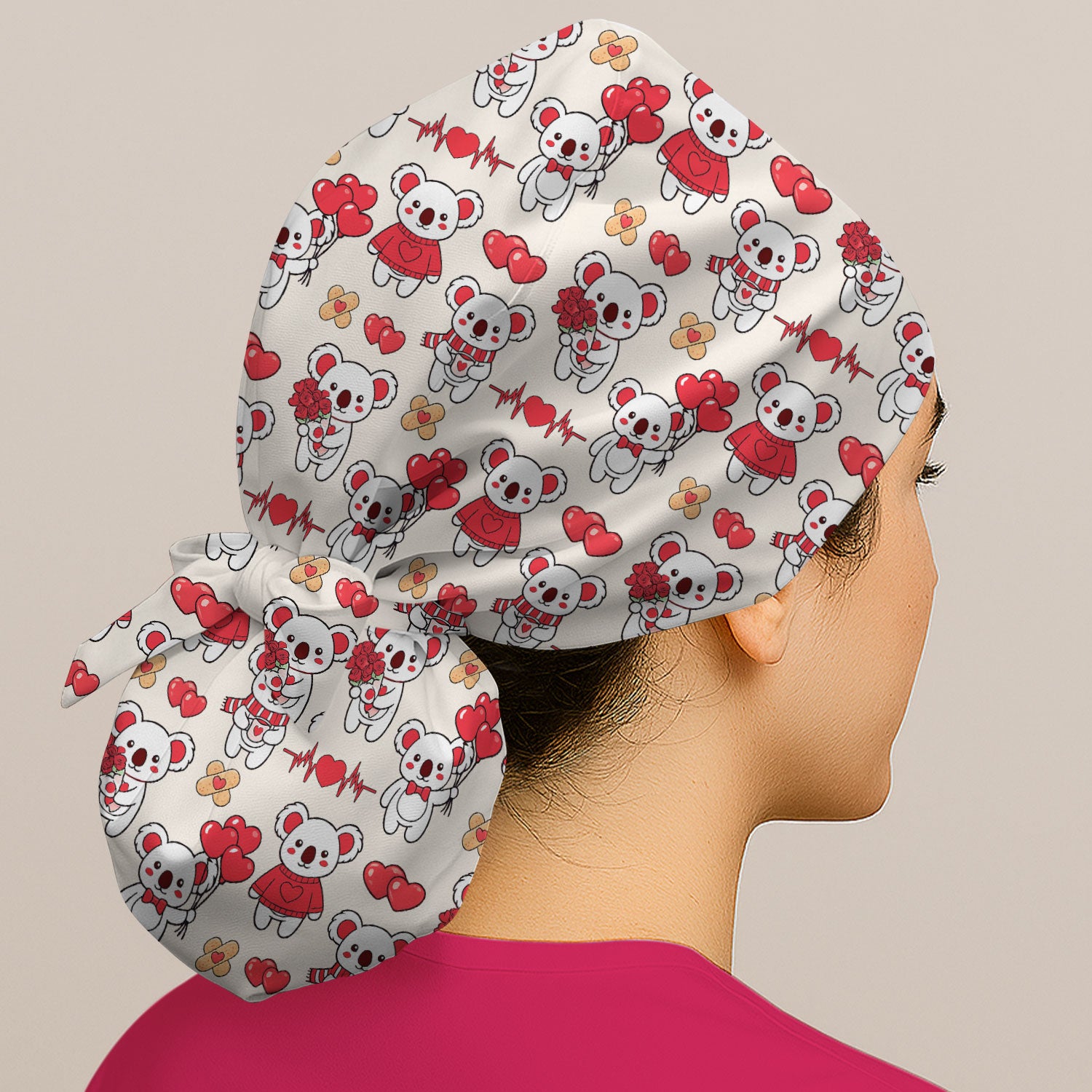 Sweet Koala Valentine Medical Design Scrub Cap, Surgical Caps for Doctors