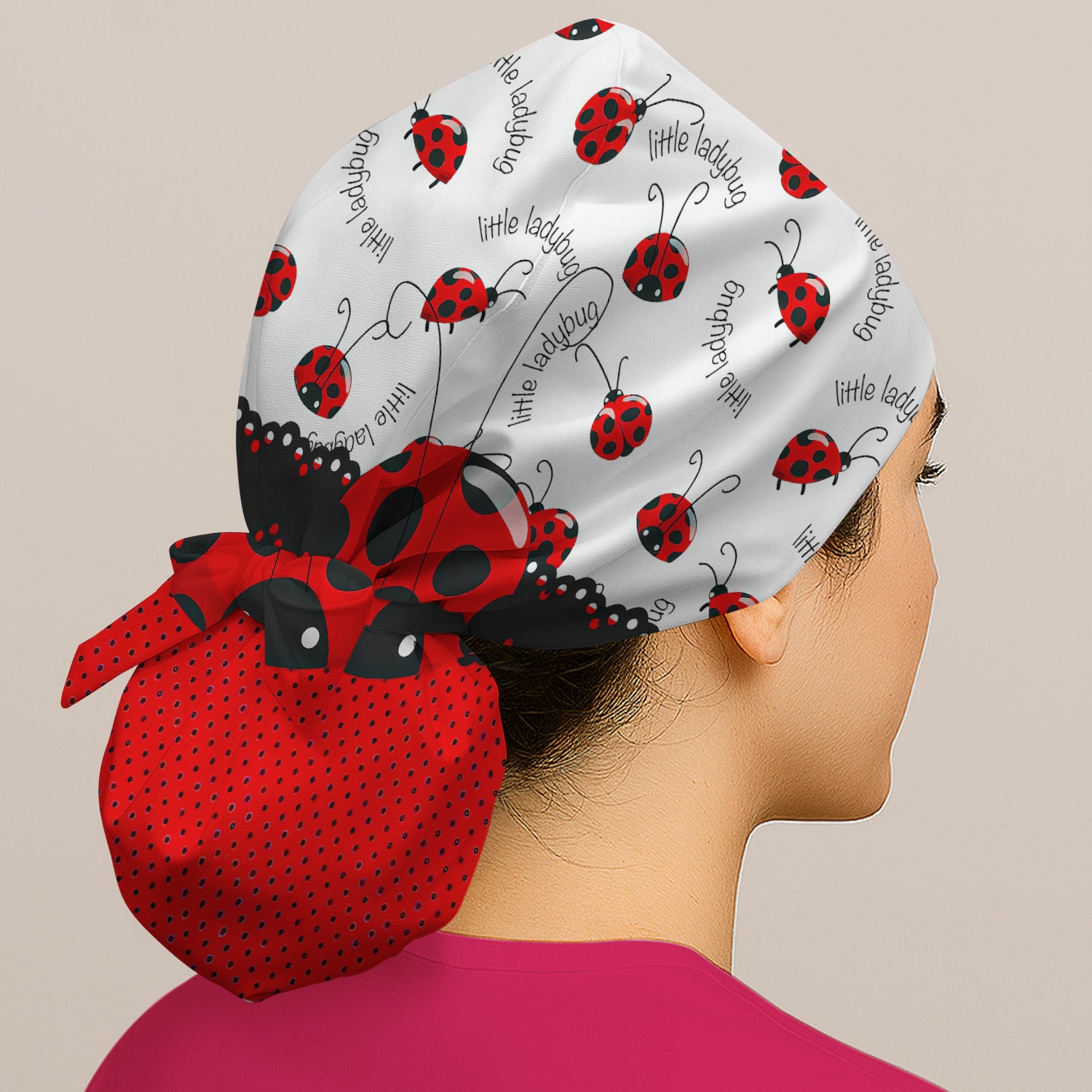 Cute Little Ladybug Polka Dot Pattern Scrub Cap, Surgical Caps for Doctors