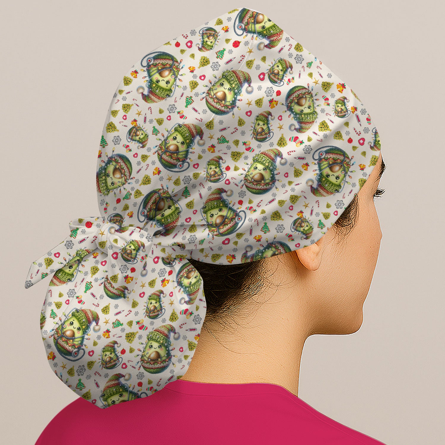 Avocado Bouffant Scrub Caps for Women - Funny Christmas Gift - Breathable Fabrics Caps Uniform