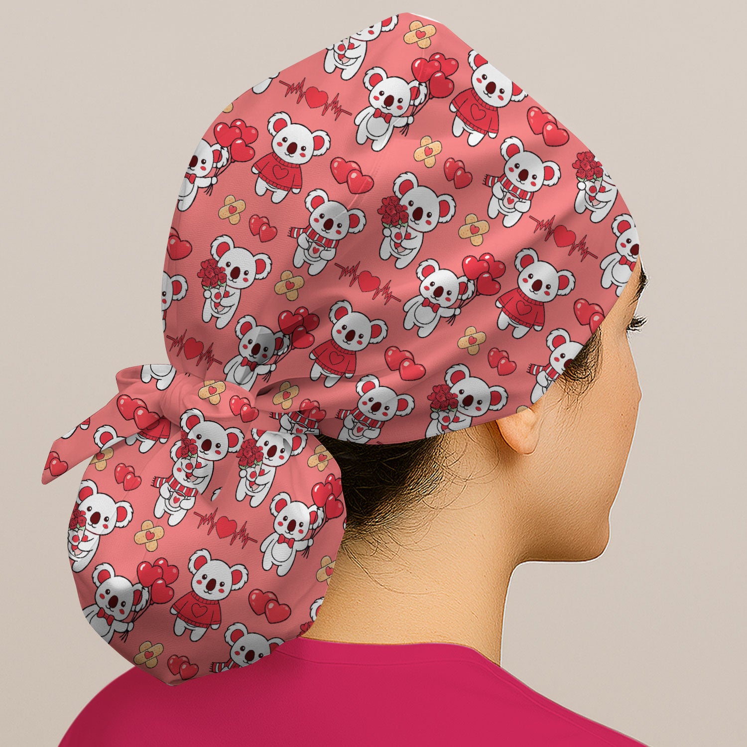 Sweet Koala Valentine Medical Design Scrub Cap, Surgical Caps for Doctors