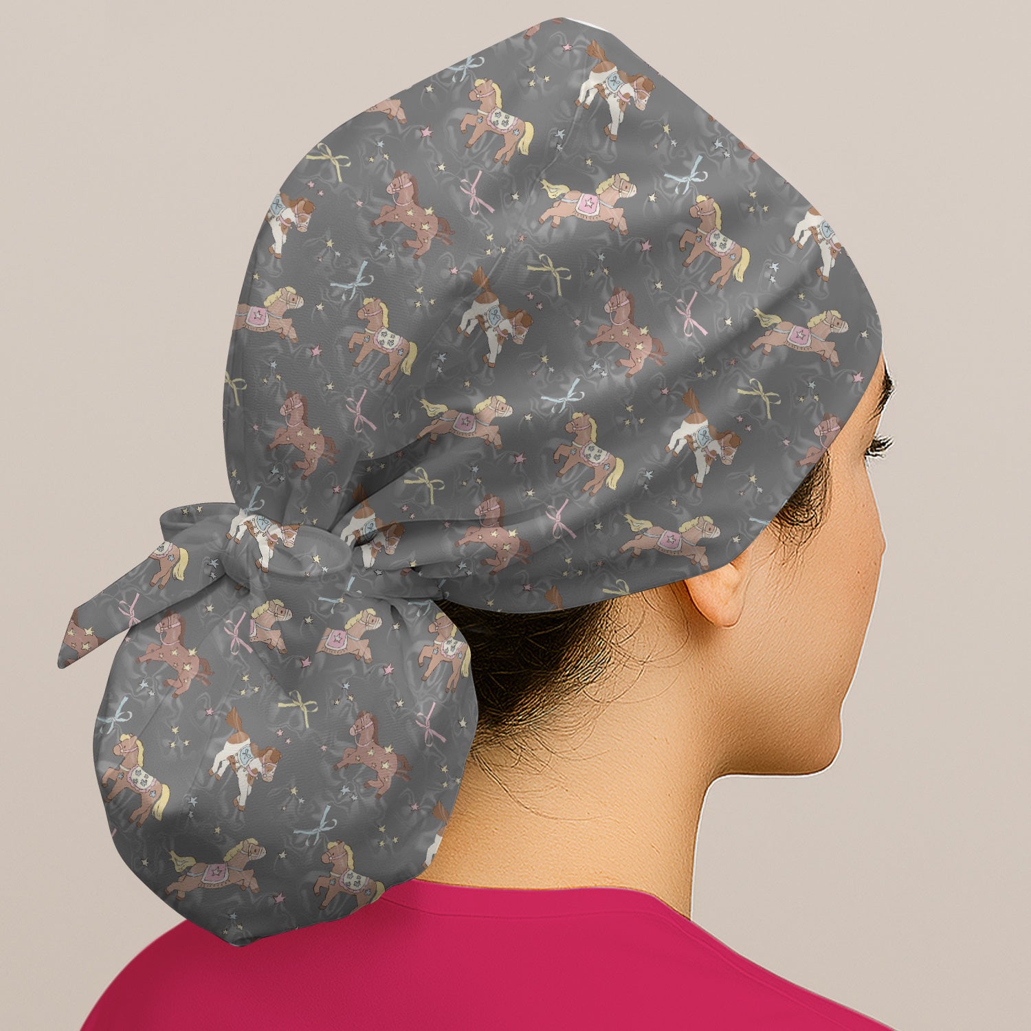Cute Pony Star Pattern Scrub Cap, Surgical Caps for Doctors