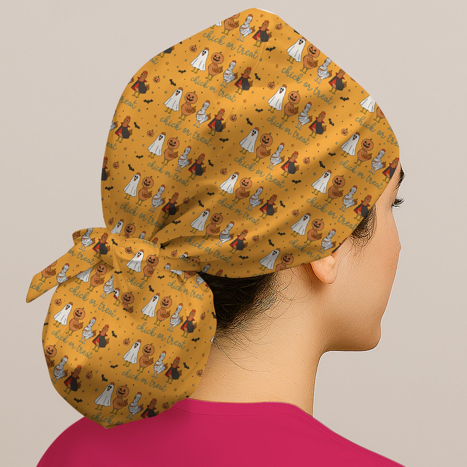 Funny Chick Or Treat Season Scrub Cap, Surgical Caps for Doctors