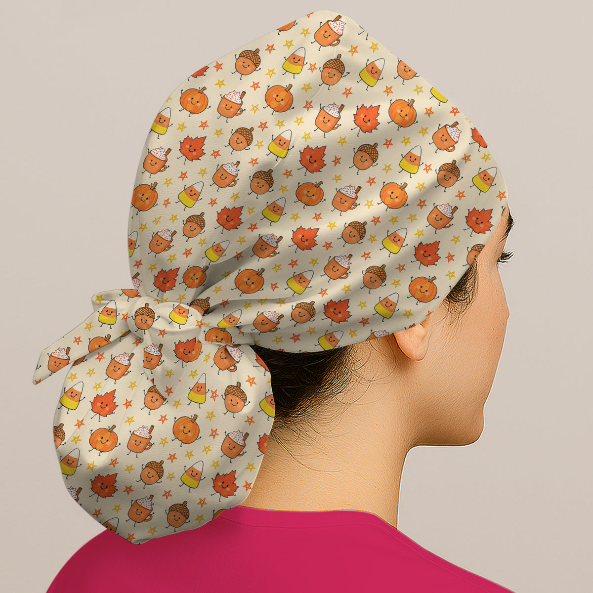 Cute Fall Pumpkin Spice Doodles Scrub Cap, Surgical Caps for Nurses