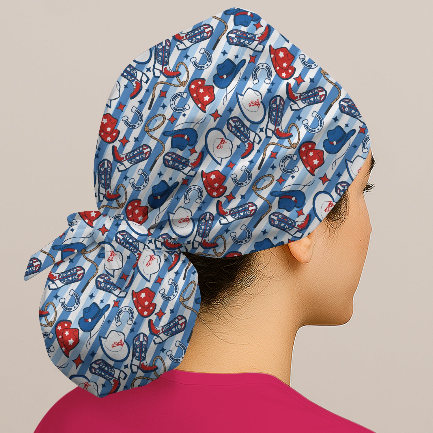 Western Cowboy Boots And Hats Print Scrub Cap, Surgical Caps for Doctors