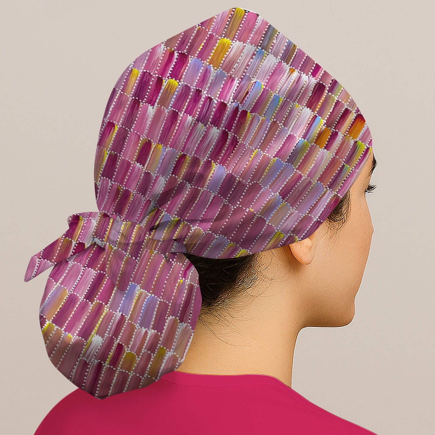 Colorful Abstract Brushstroke Dotted Pattern Scrub Cap, Surgical Caps for Doctors