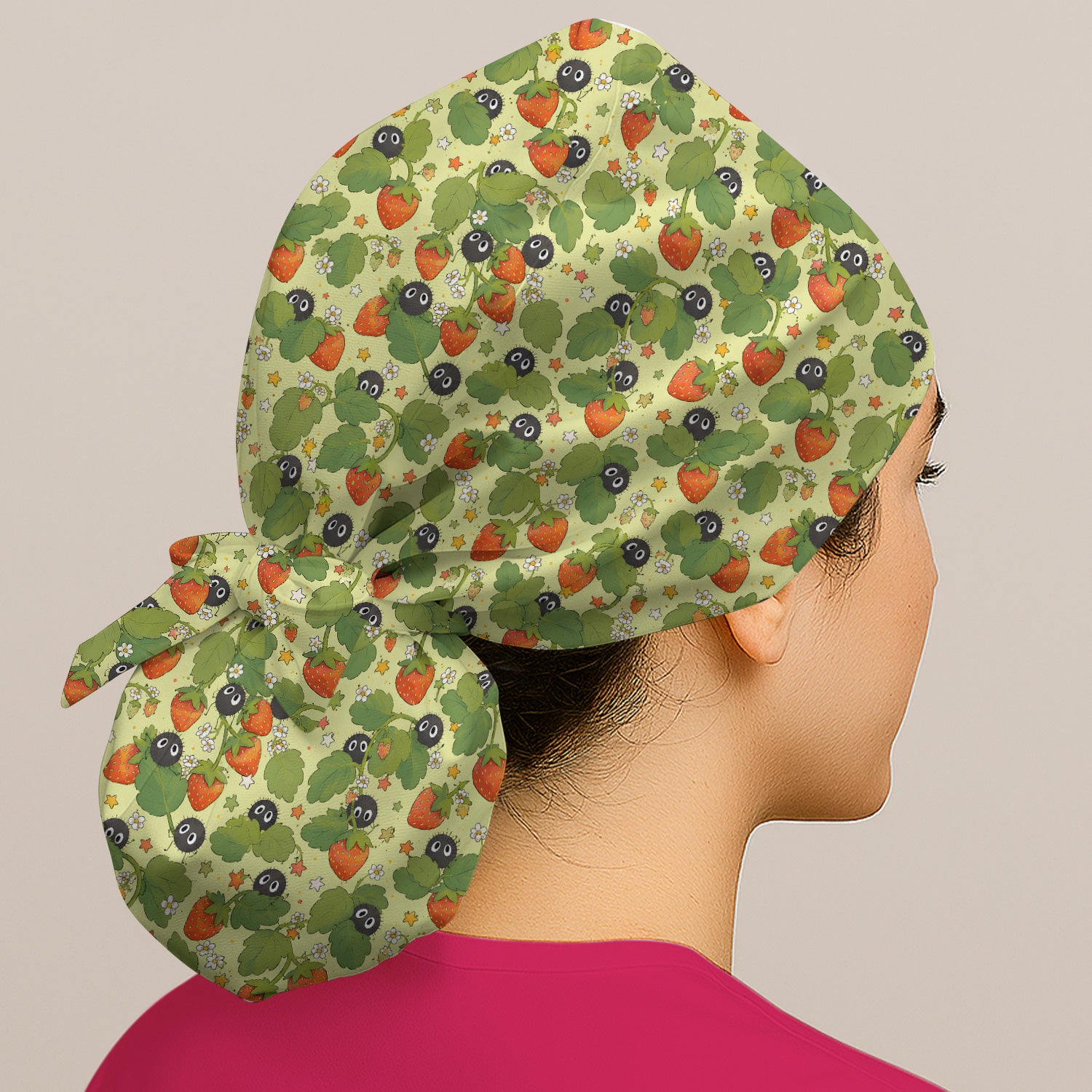 Cute Strawberry Soot Sprite Pattern Scrub Cap, Surgical Caps for Doctors