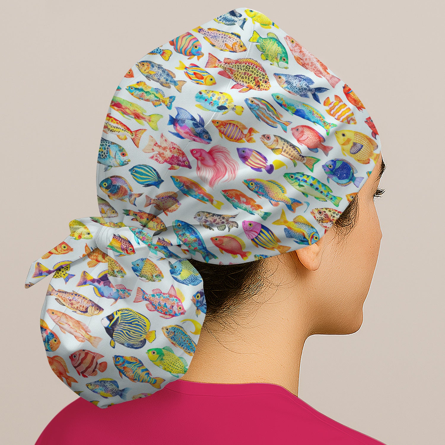 Colorful Tropical Fish Pattern Scrub Cap, Surgical Caps for Doctors
