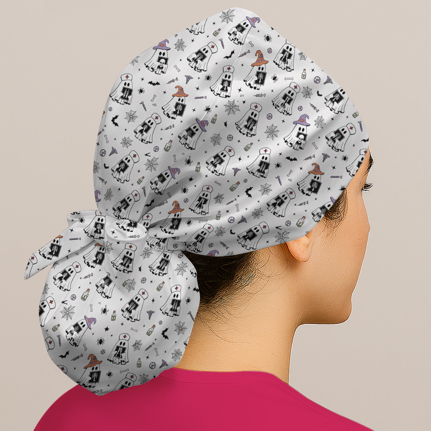Halloween Ghost Nurses With X-Rays Scrub Cap, Surgical Caps for Doctors