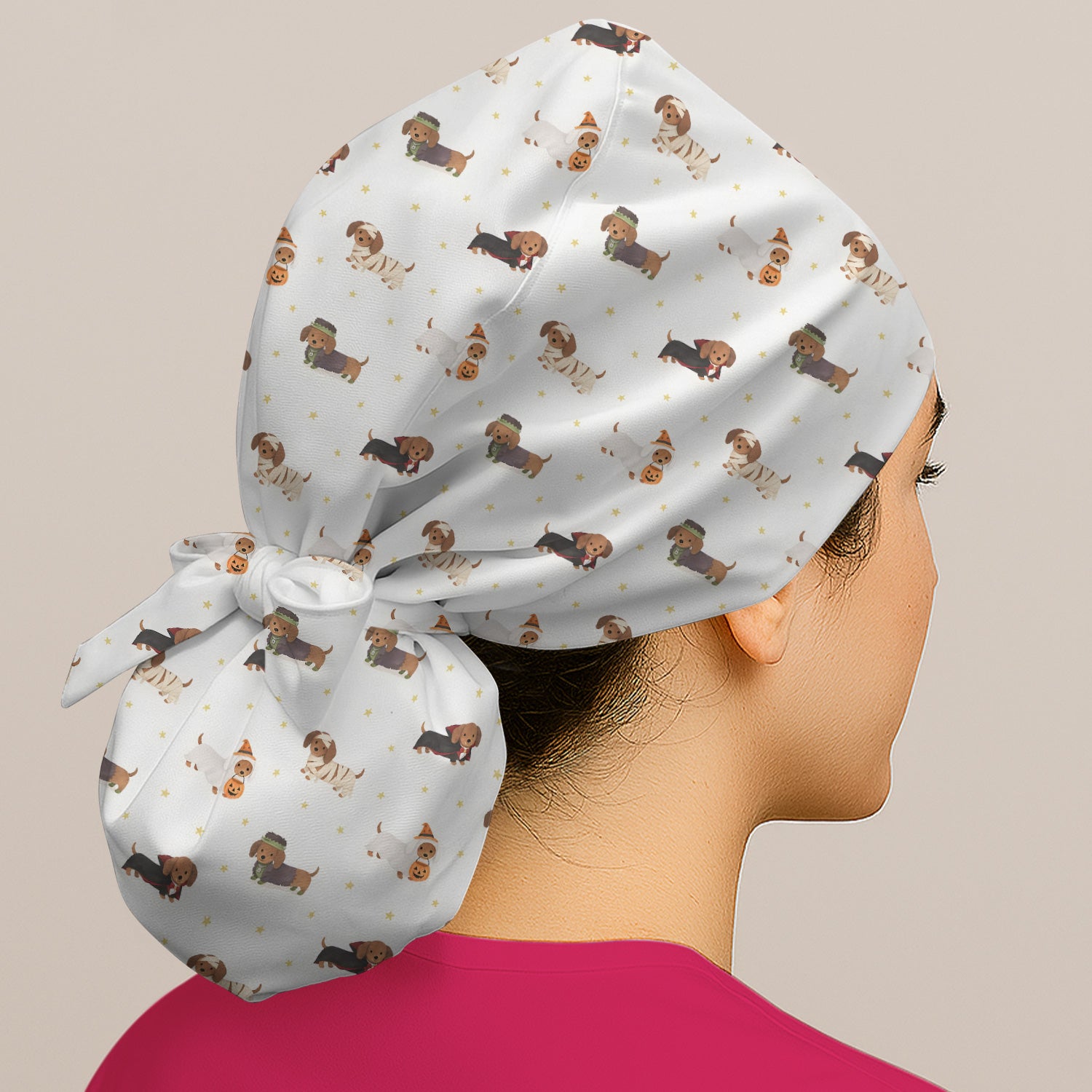 Halloween Dachshund Costumes Print Scrub Cap, Surgical Caps for Doctors