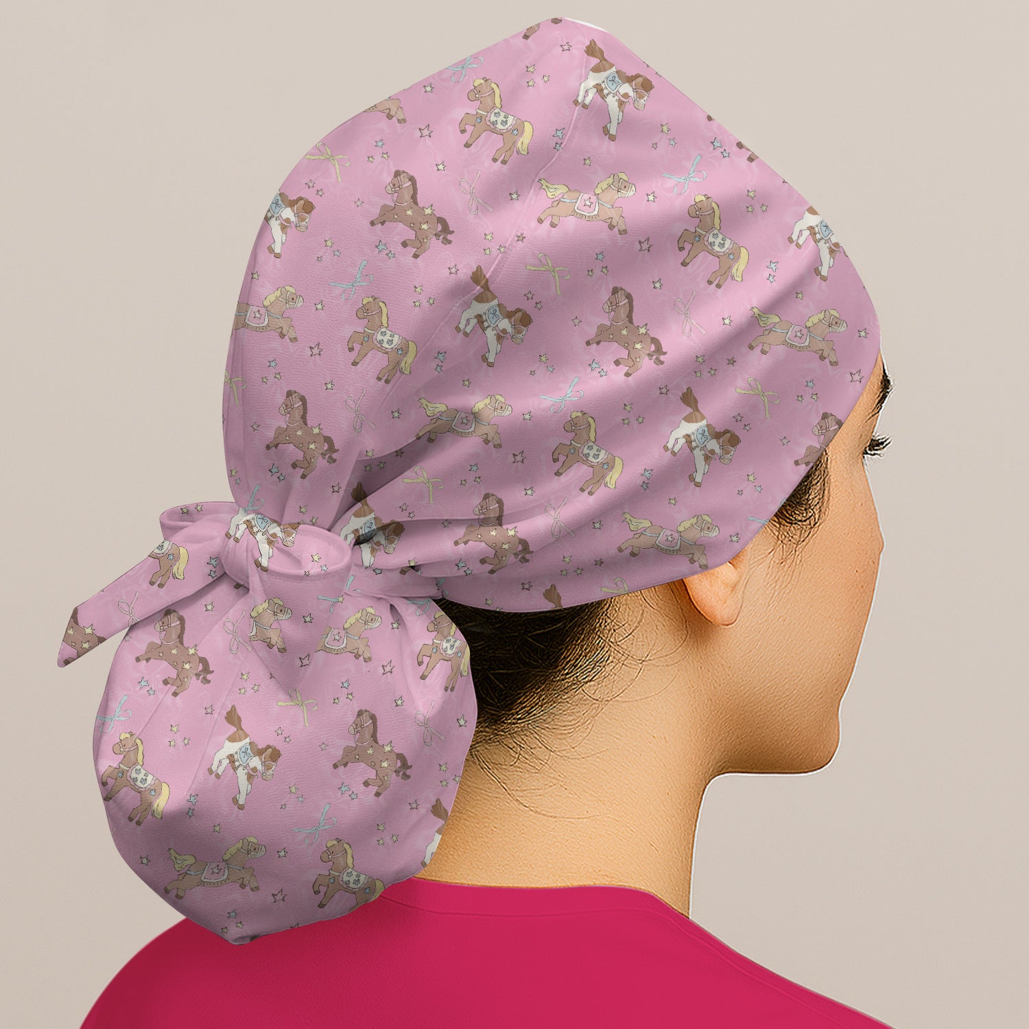 Cute Pony Star Pattern Scrub Cap, Surgical Caps for Doctors