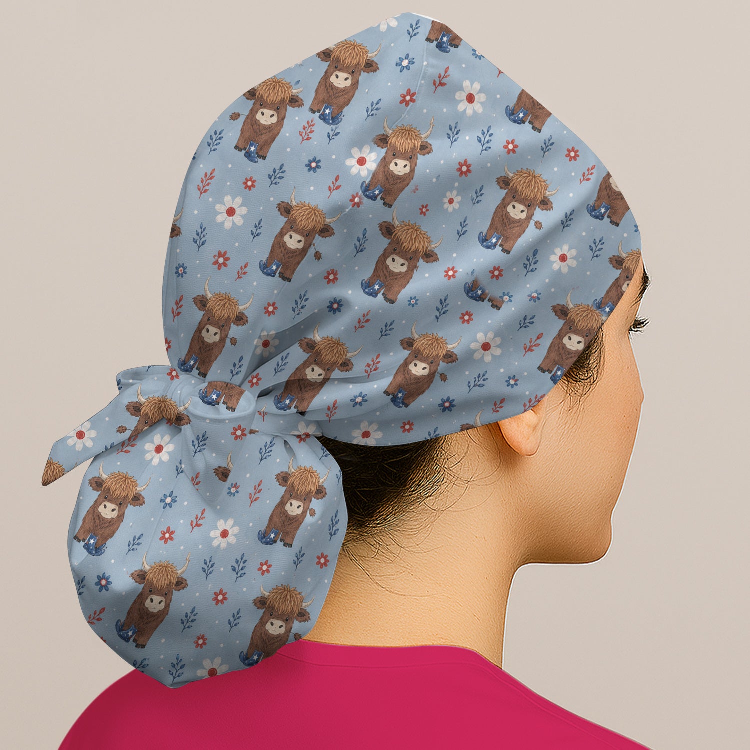 Floral Cowboy Boots Pattern Scrub Cap, Surgical Caps for Doctors