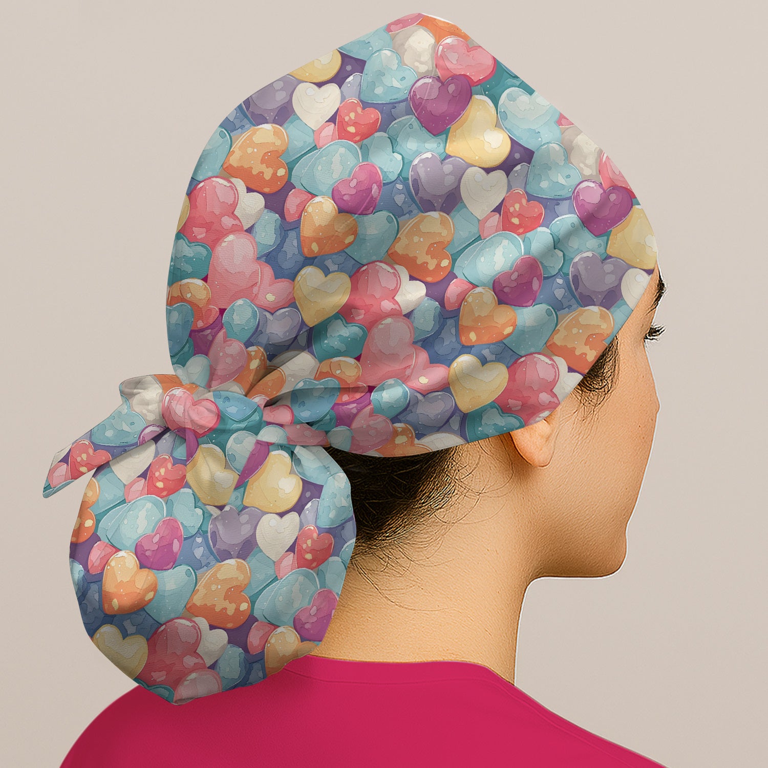 Sweet Valentine Heart Pediatric Pattern Scrub Cap, Surgical Caps for Doctors