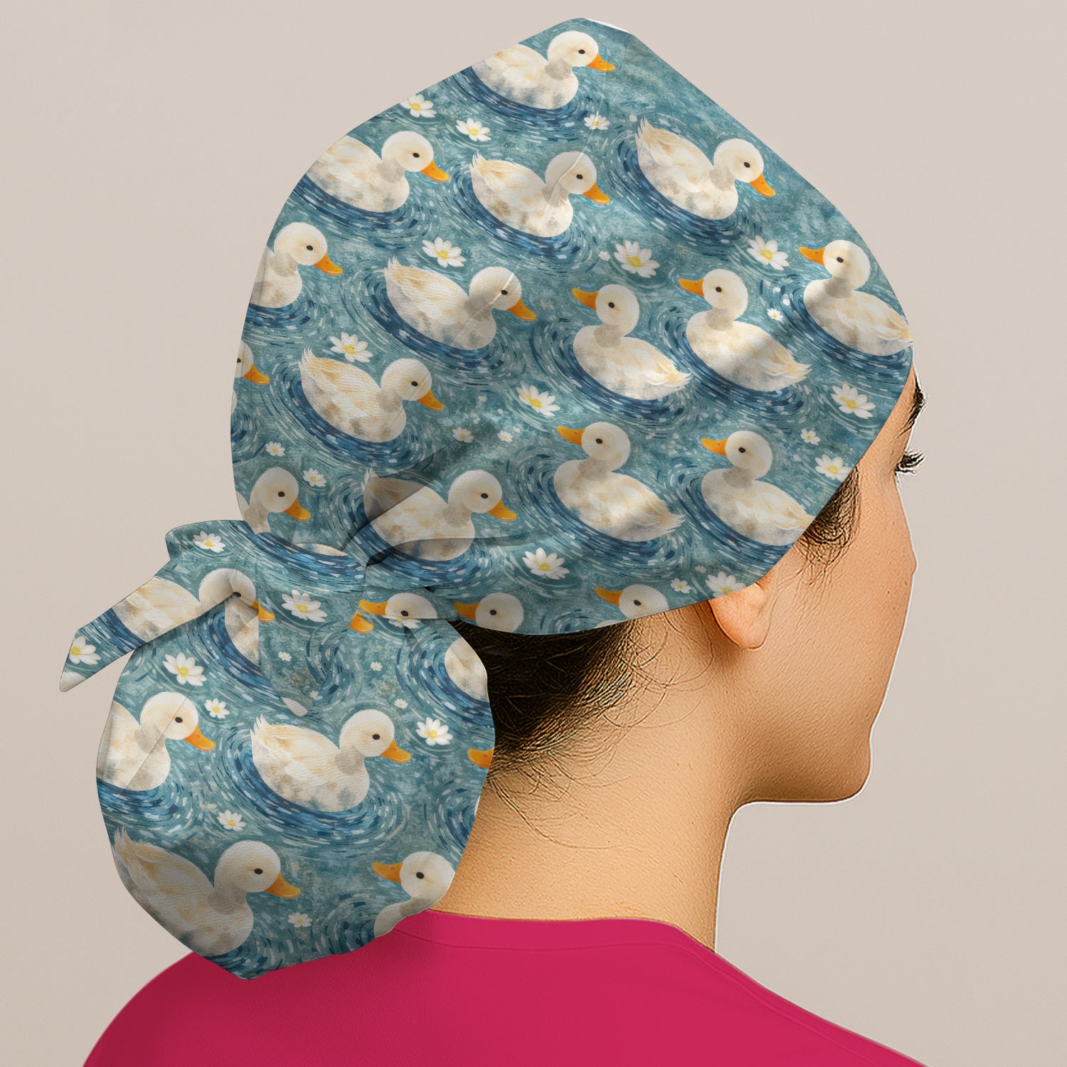 Charming Duck Pond Pattern Scrub Cap, Surgical Caps for Doctors