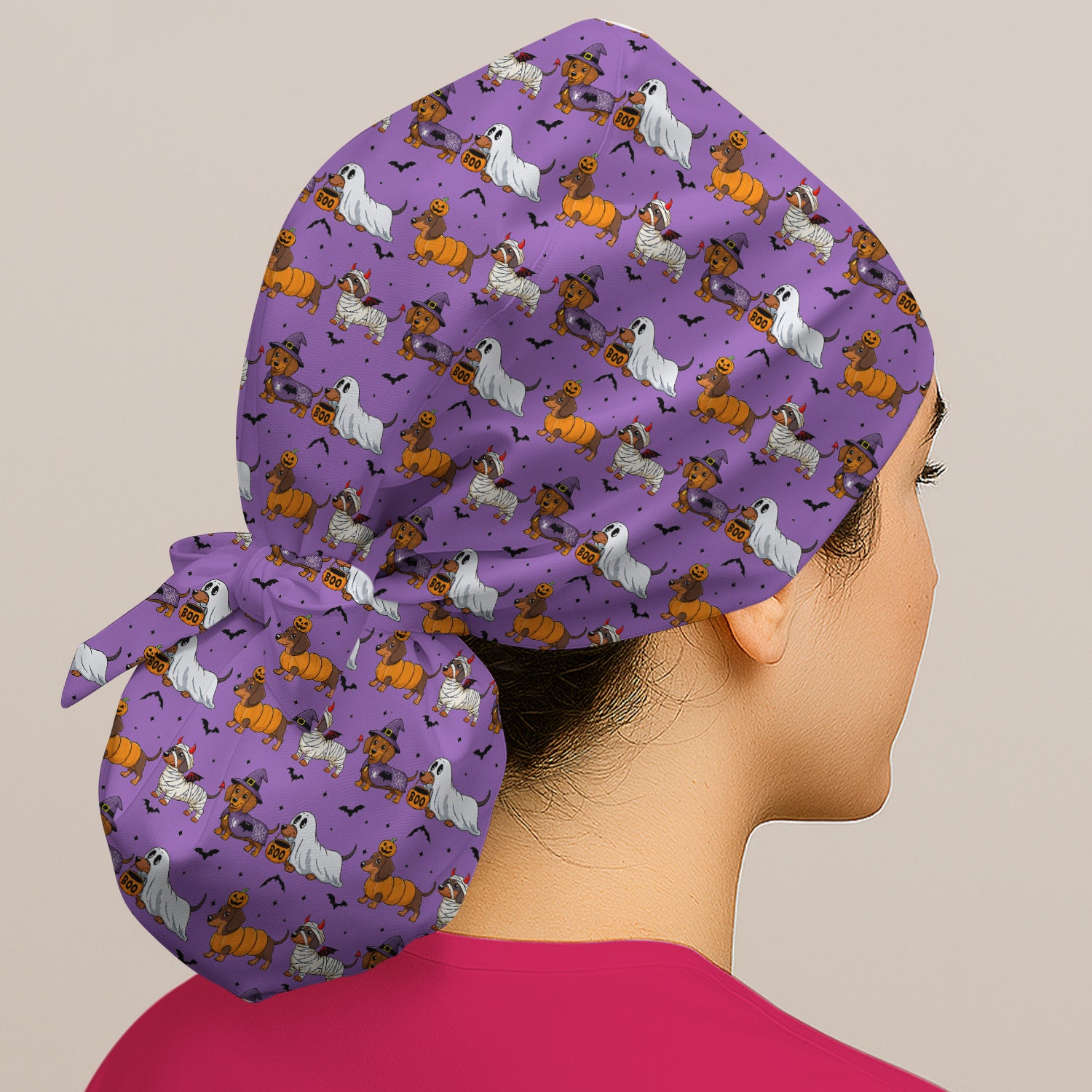 Halloween Dachshund for Veterinary Staff Scrub Cap, Surgical Caps for Doctors